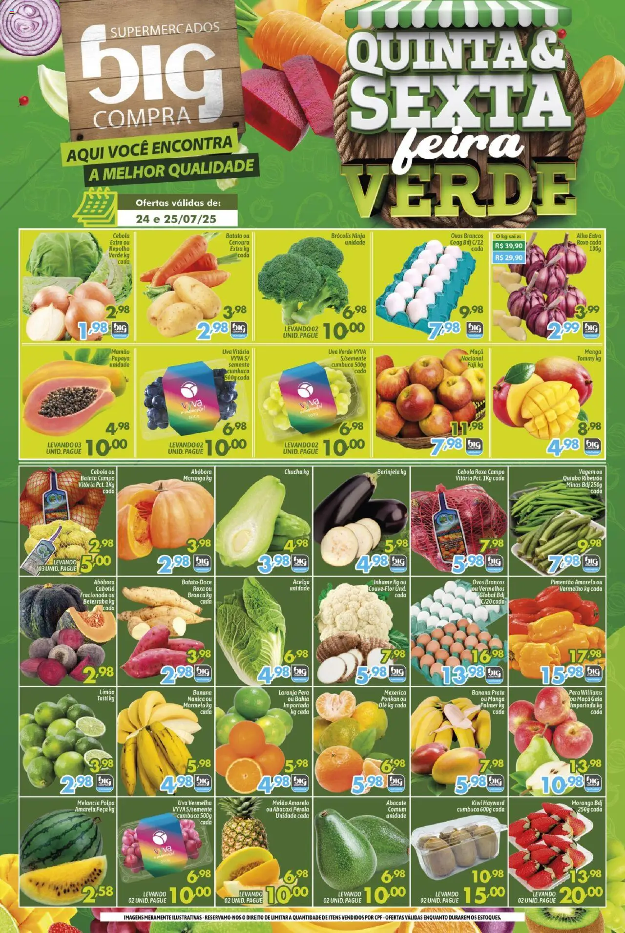 Big Compra Folheto - válido de 24.07.2025 | Página: 1 | Produtos: Beterraba, Quiabo, Ovos, Kiwi