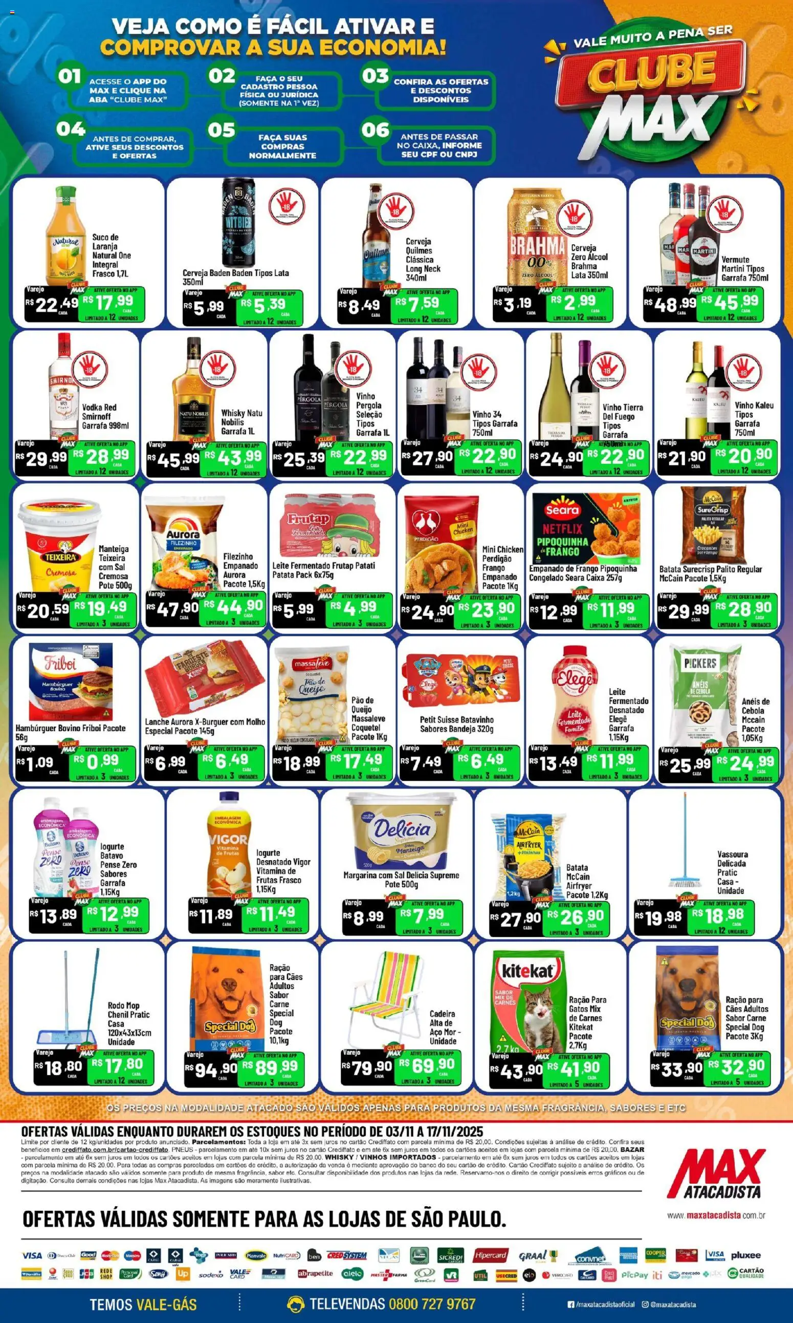 Max Atacadista Folheto - válido de 03.11.2025 | Página: 2 | Produtos: Vermute, Cerveja, Carne, Hambúrguer