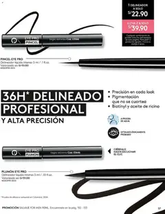 Vista previa de folleto Ésika catálogo - Campaña 7 de la Ésika válido desde 04.04.2026 | Página: 57 | Productos: Delineador, Pincel, Aceite