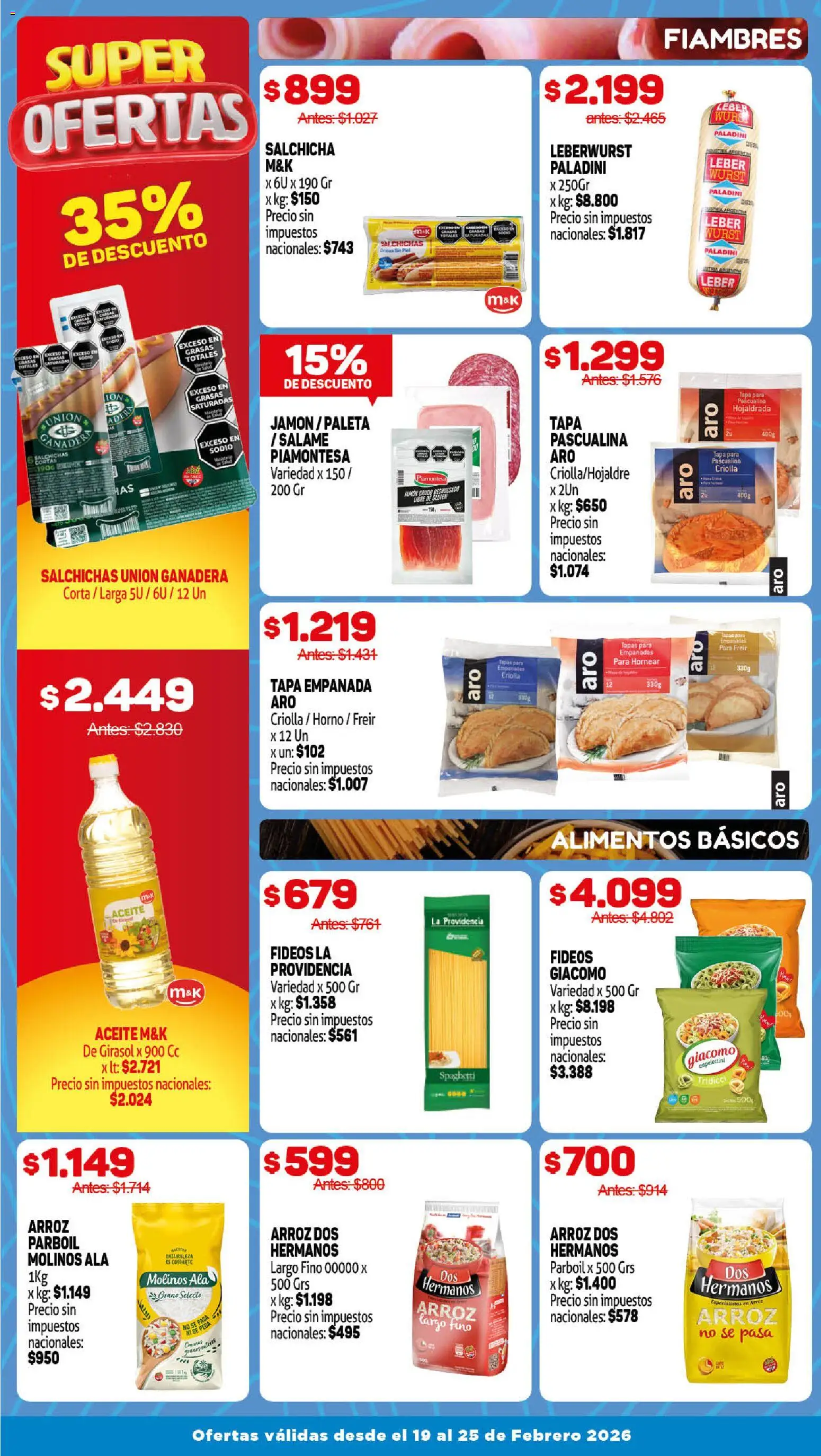 Makro ofertas │ válido desde el 19.02.2026 | Página: 3 | Productos: Aceite, Paleta, Salame, Fideos