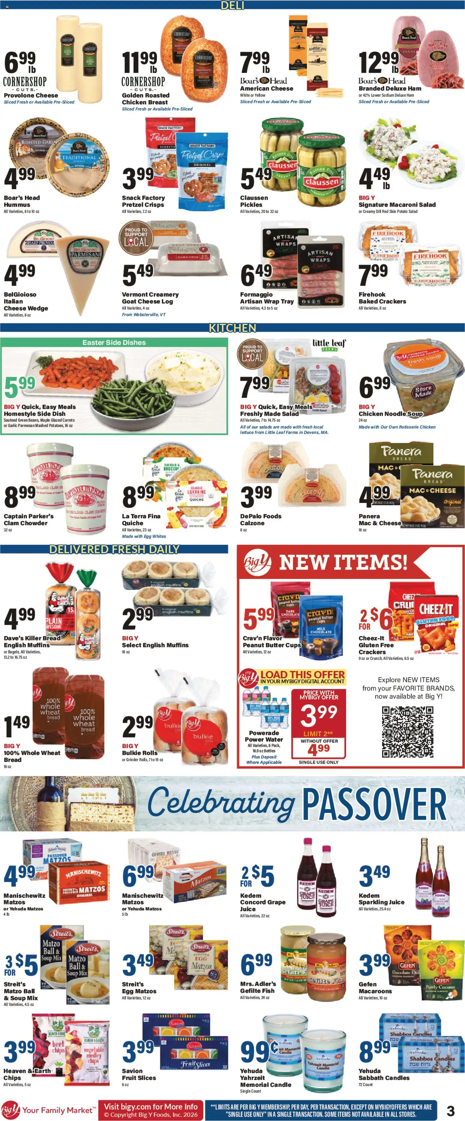 Big Y Weekly Ad - valid from 26.03.2026 | Page: 4 | Products: Bread, Juice, Water, Grinder