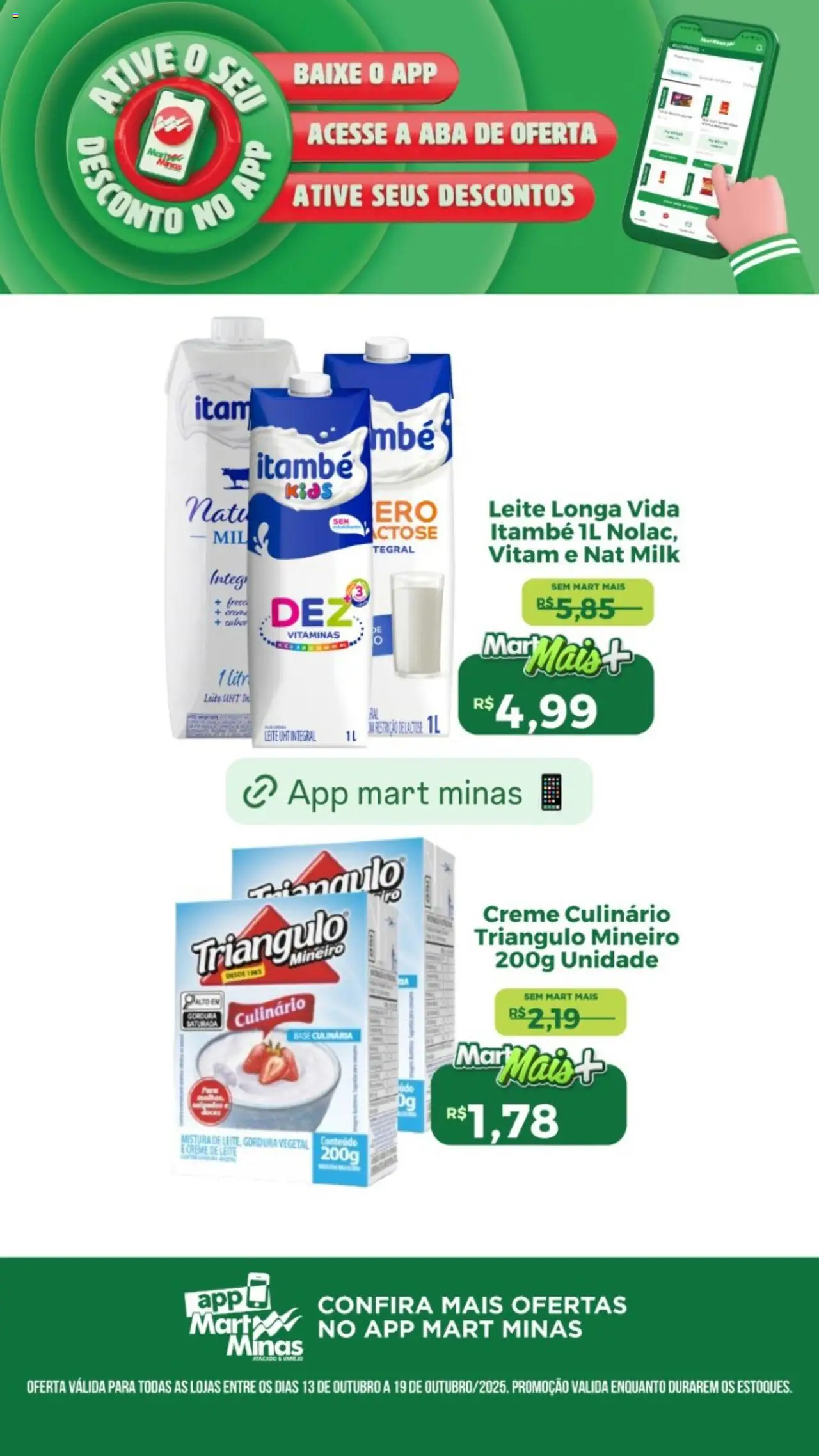 Mart Minas Folheto - válido de 13.10.2025 | Página: 4 | Produtos: Leite, Base, Creme, Creme de leite