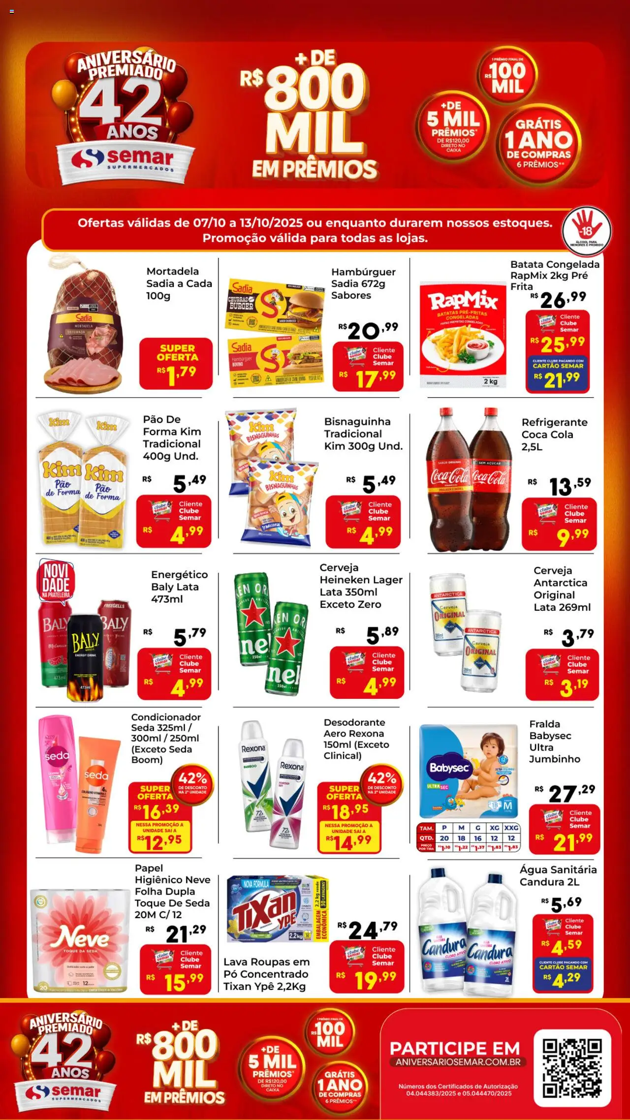 Semar Supermercado Folheto - válido de 07.10.2025 | Página: 1 | Produtos: Pao de forma kim, Condicionador, Cerveja Heineken, Água sanitária