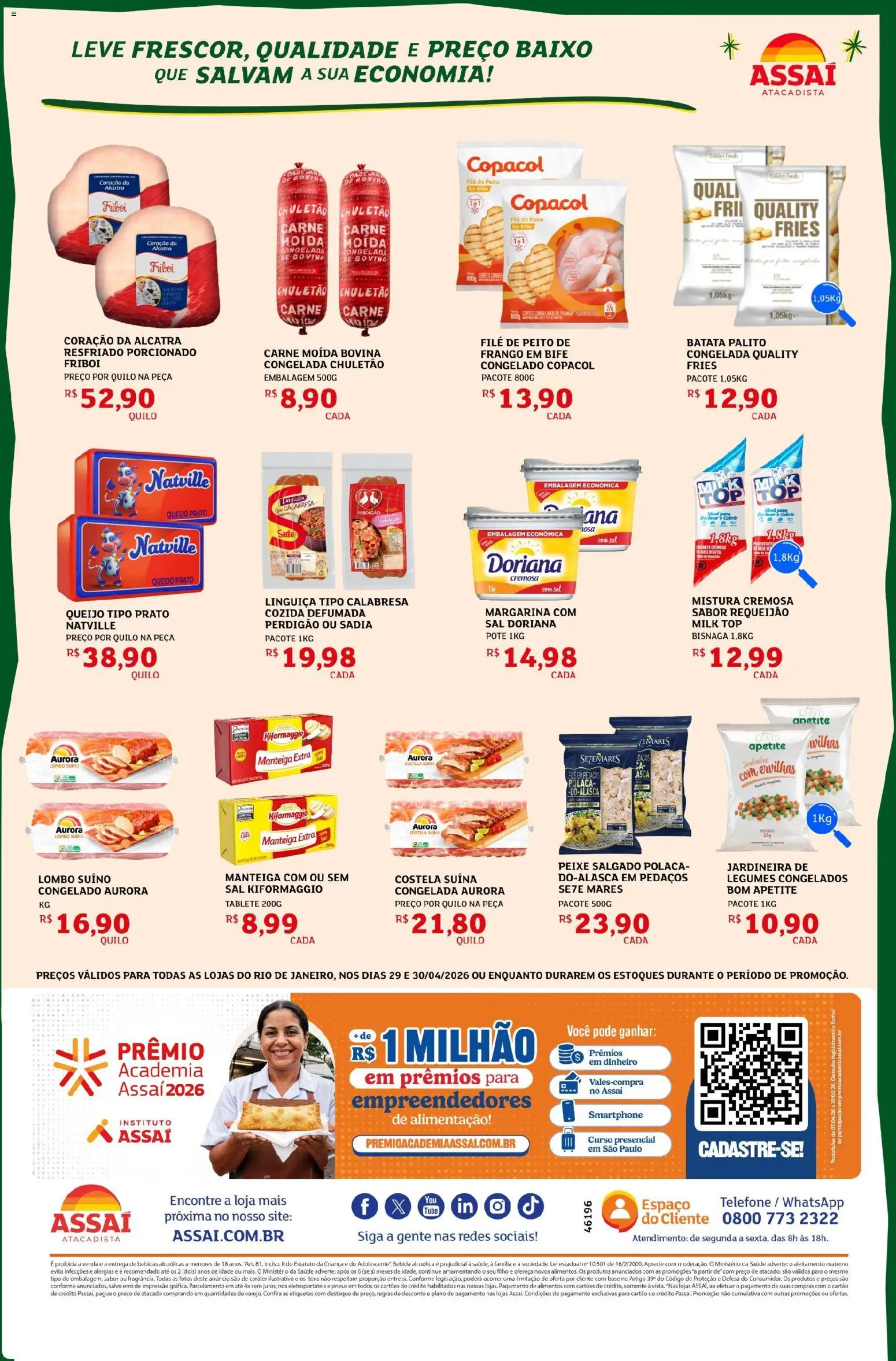 Assaí Atacadista Folheto - válido de 29.04.2026 | Página: 2 | Produtos: Doriana, Manteiga, Sal, Margarina