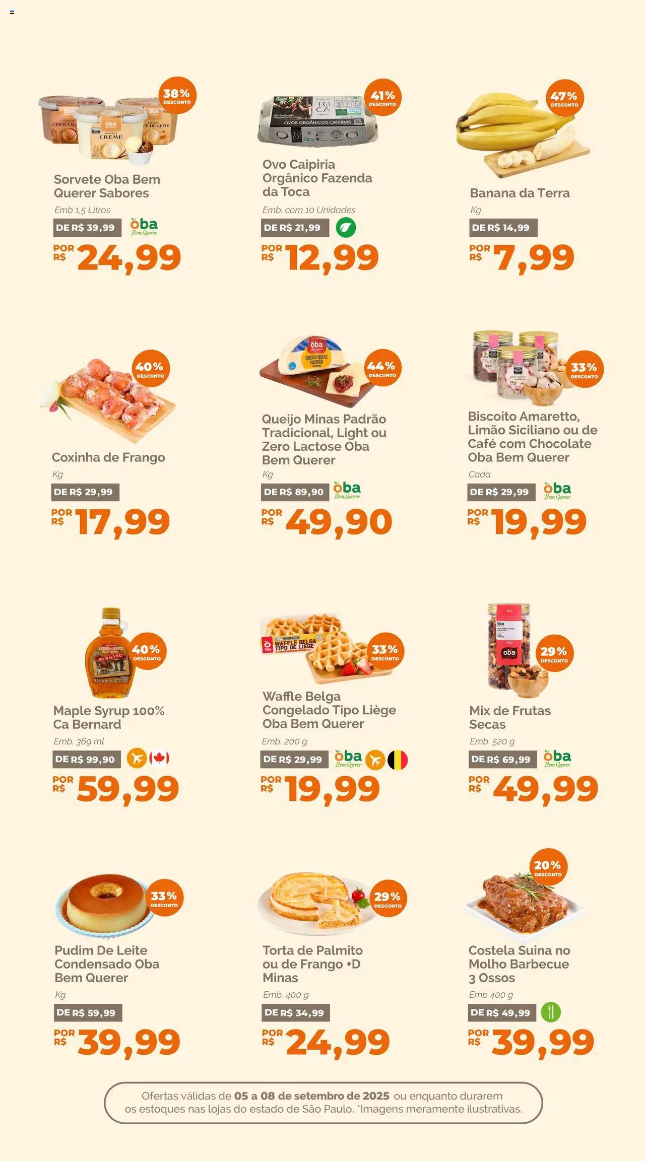 Oba Hortifruti Folheto - válido de 05.09.2025 | Página: 6 | Produtos: Leite, Ovos, Café, Sorvete
