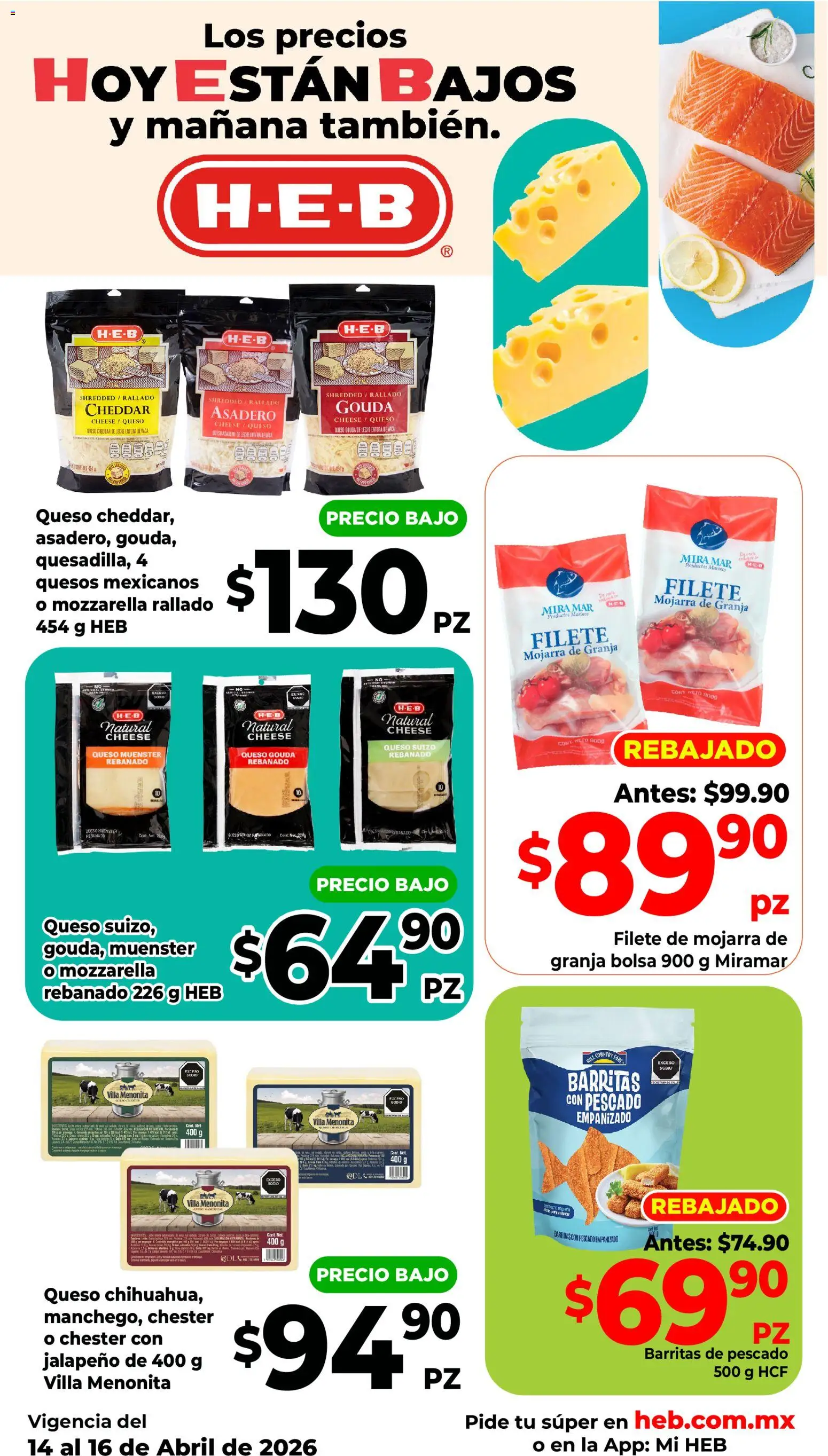 Nuevas ofertas de H-E-B válidas en toda la República Mexicana desde el 14.04.2026. ¡Encuentra las mejores ofertas en H-E-B folleto Calidad! | Página: 2 | Productos: Bolsa, Leche, Queso