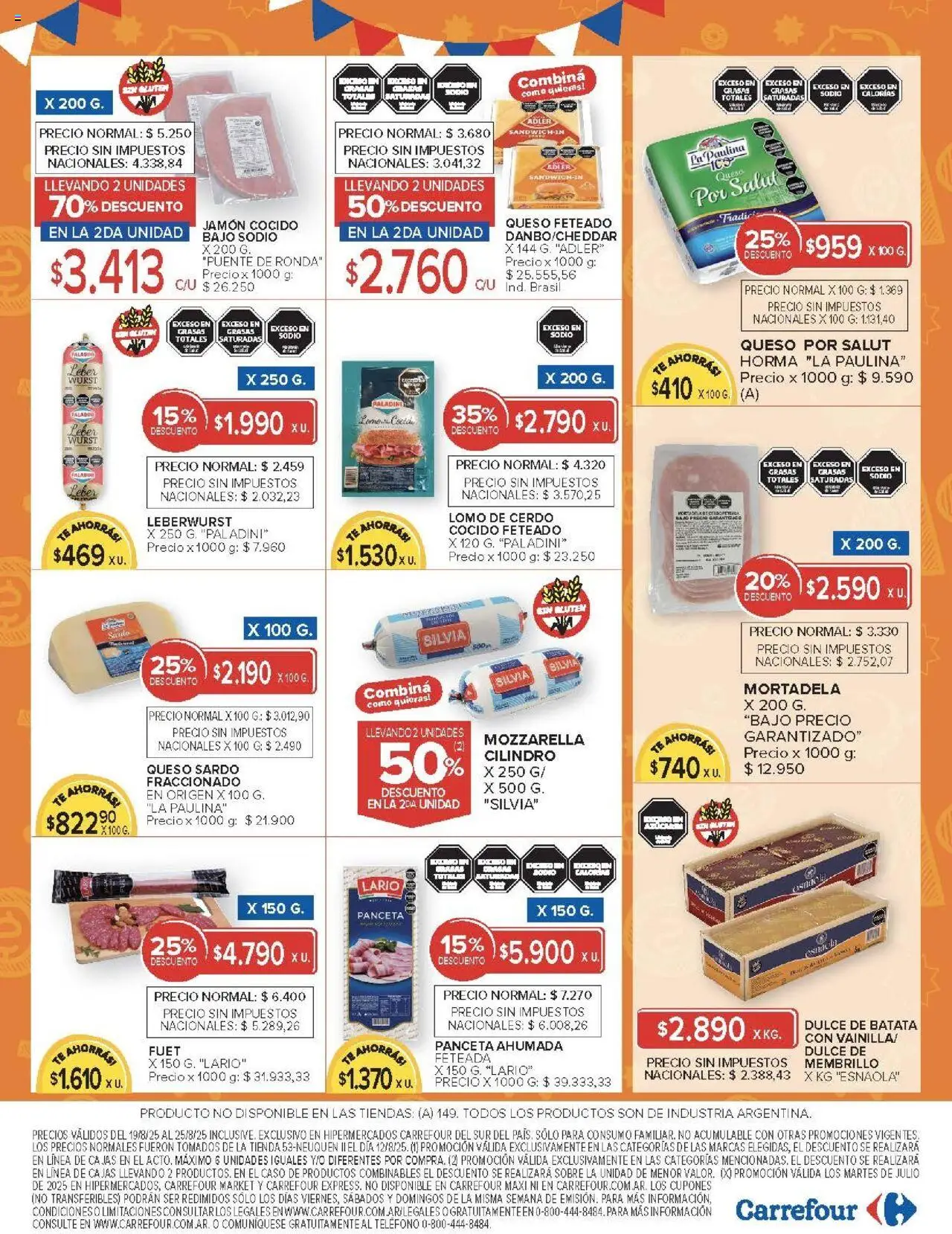 Carrefour ofertas - Chubut │ válido desde el 19.08.2025 | Página: 4 | Productos: Caso, Batata, Panceta, Queso