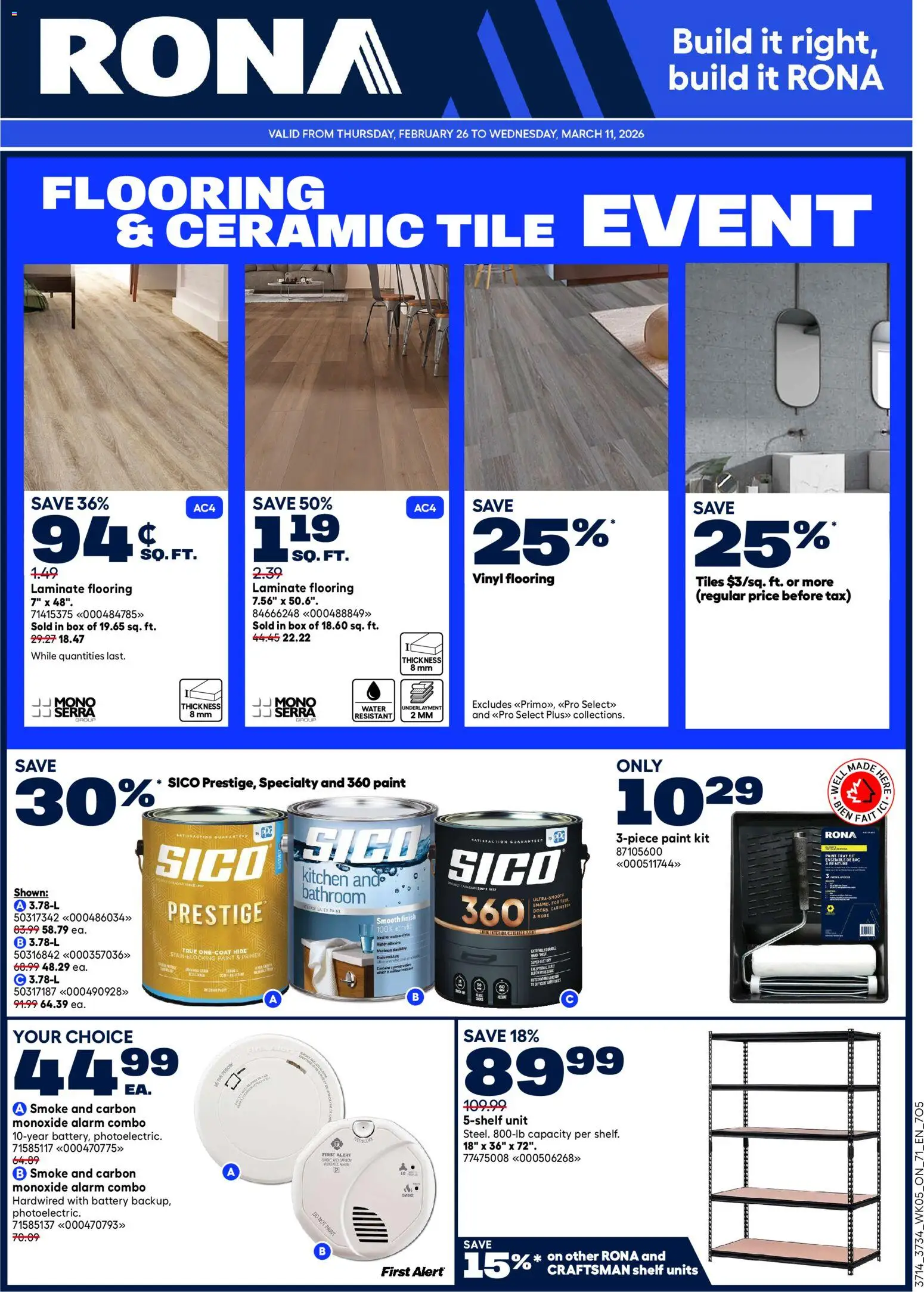 Rona flyer valid from 26.02.2026 | Page: 1 | Products: Shelf, Box, Battery