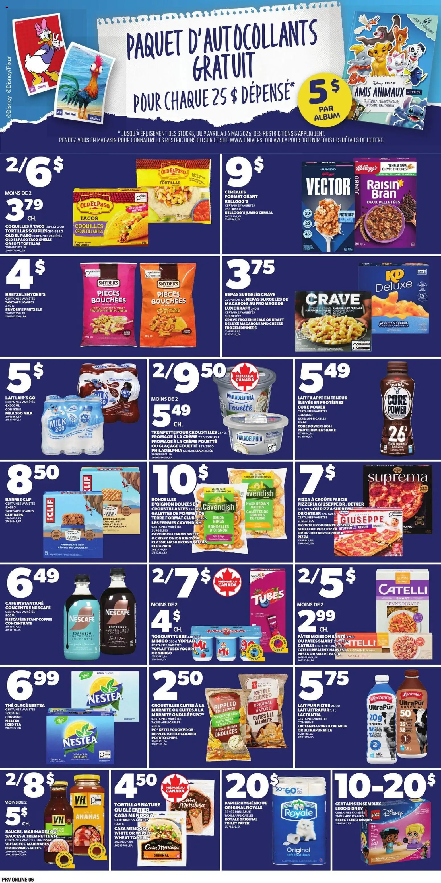 Provigo flyer valid from 23.04.2026 | Page: 6 | Products: Pasta, Chips, Cream, Yogurt