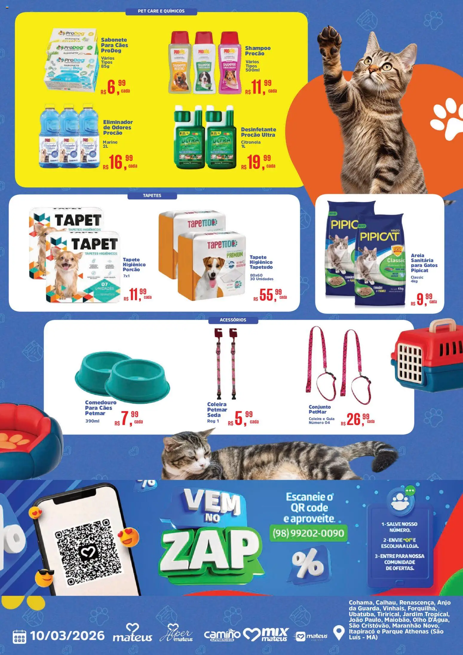 Mateus Folheto - válido de 10.03.2026 | Página: 2 | Produtos: Areia, Tapete, Eliminador de odores, Sabonete