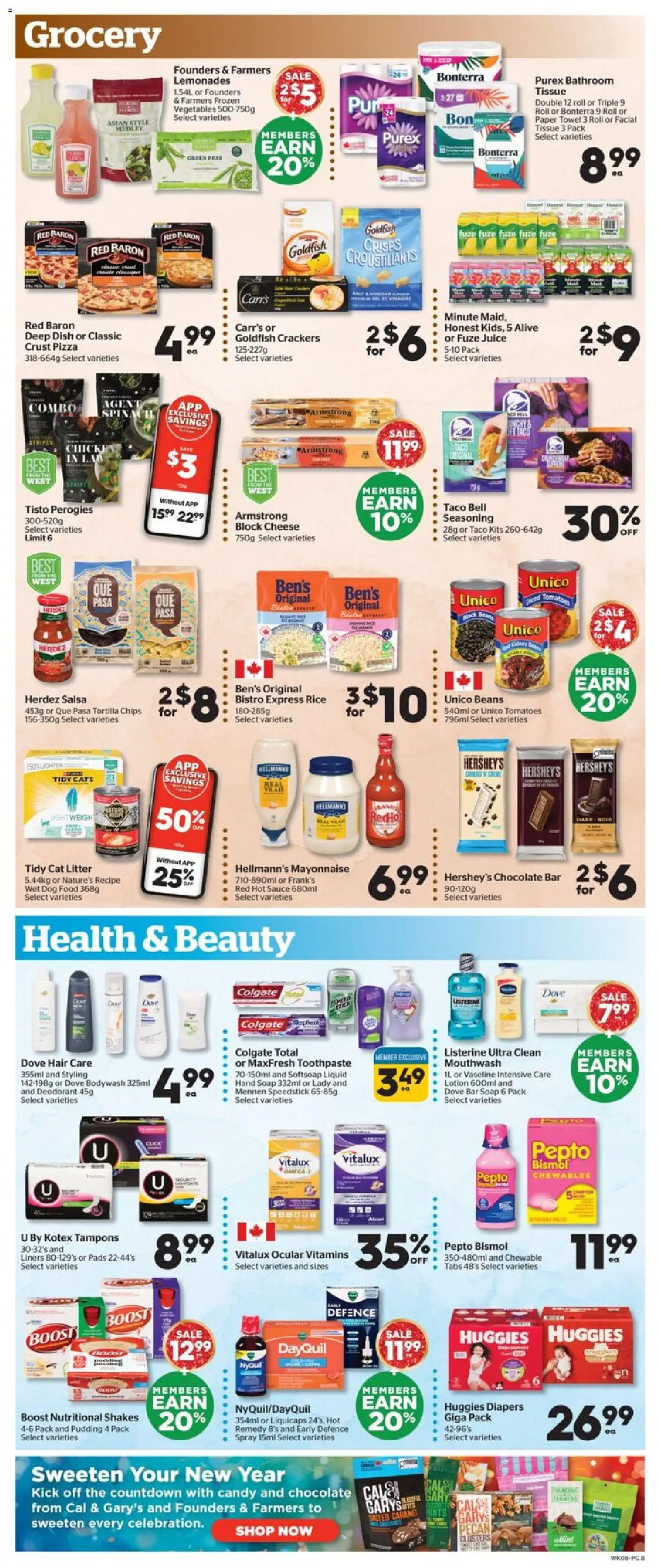 Calgary Co-op flyer valid from 27.12.2025 | Page: 8 | Products: Chips, Toothpaste, Mouthwash, Chocolate