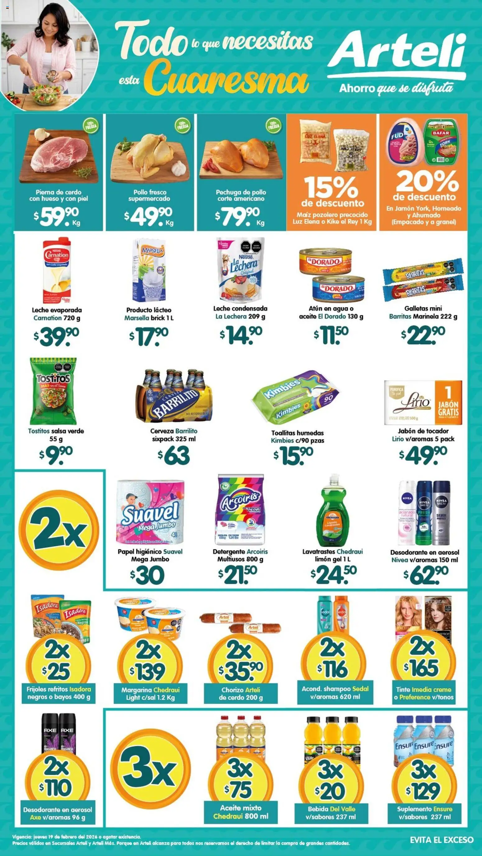 Nuevas ofertas de Arteli válidas en toda la República Mexicana desde el 19.02.2026. ¡Encuentra las mejores ofertas en Arteli folleto! | Página: 1 | Productos: Desodorante, Detergente, Toallitas húmedas, Galletas