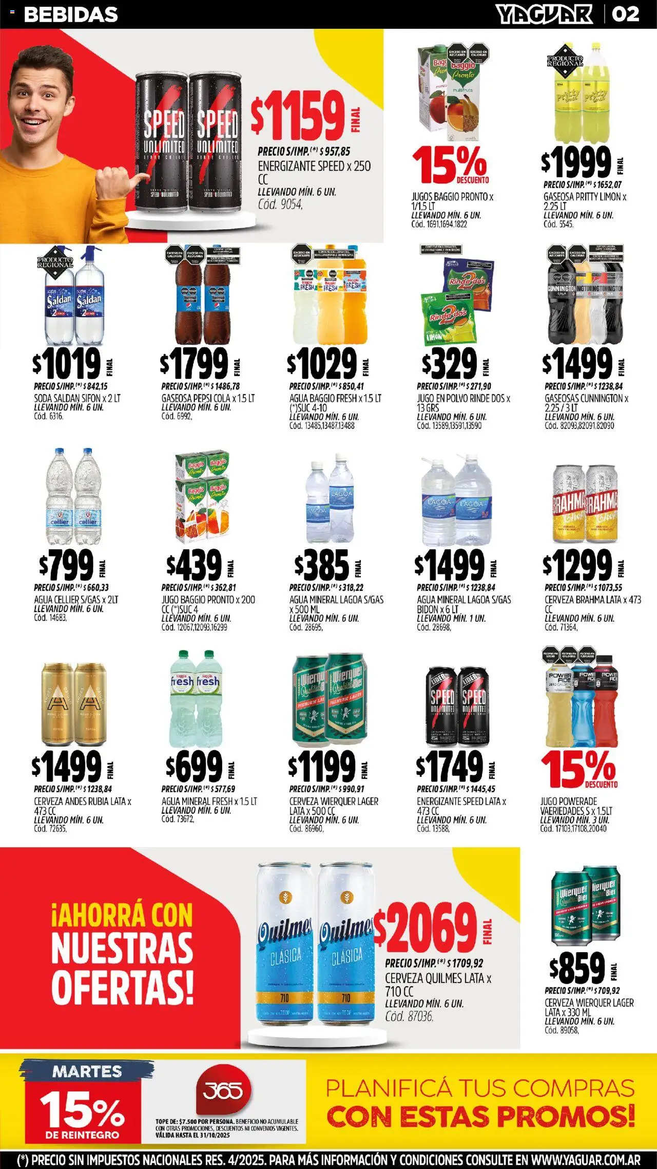 Yaguar - Córdoba │ válido desde el 20.10.2025 | Página: 2 | Productos: Gaseosa, Limón, Jugo, Cerveza