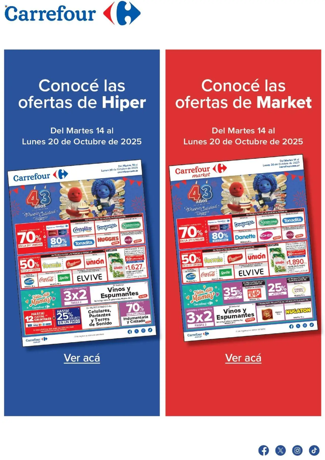 Carrefour ofertas │ válido desde el 14.10.2025 | Página: 1 | Productos: Mate, Yerba, Leche, Crema