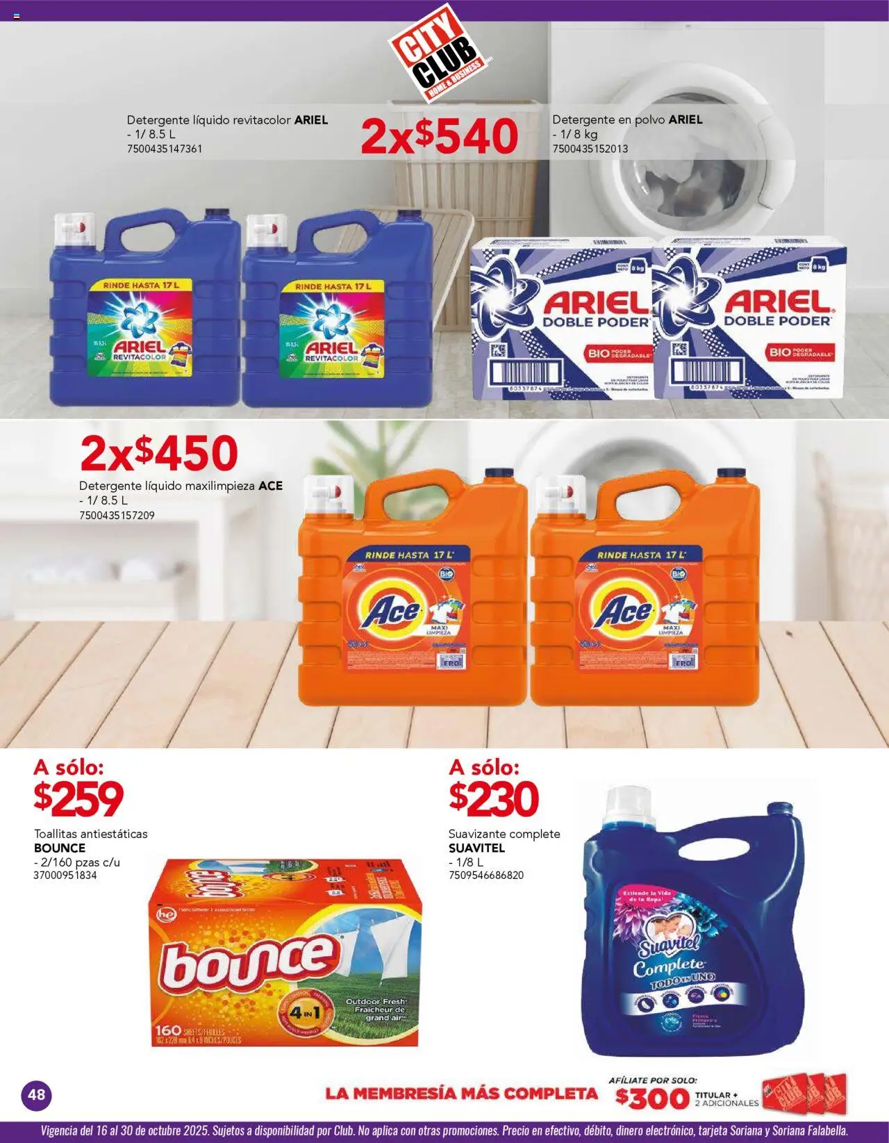 Nuevas ofertas de City Club válidas en toda la República Mexicana desde el 01.10.2025. ¡Encuentra las mejores ofertas en City Club - Catálogo! | Página: 46 | Productos: Detergente, Suavizante, Ropa, Polvo