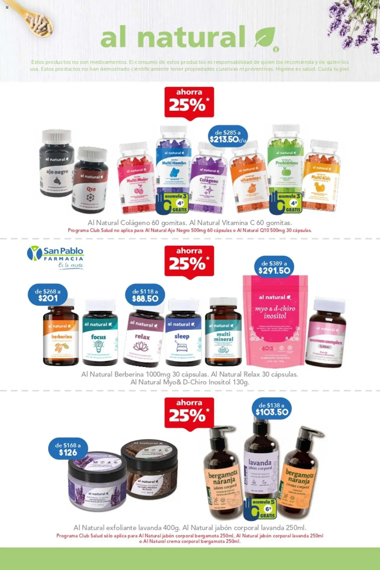 Nuevas ofertas de Farmacia San Pablo válidas en toda la República Mexicana desde el 24.08.2025. ¡Encuentra las mejores ofertas en Farmacia San Pablo catálogo! | Página: 5 | Productos: Crema, Ajo, Crema corporal, Jabón