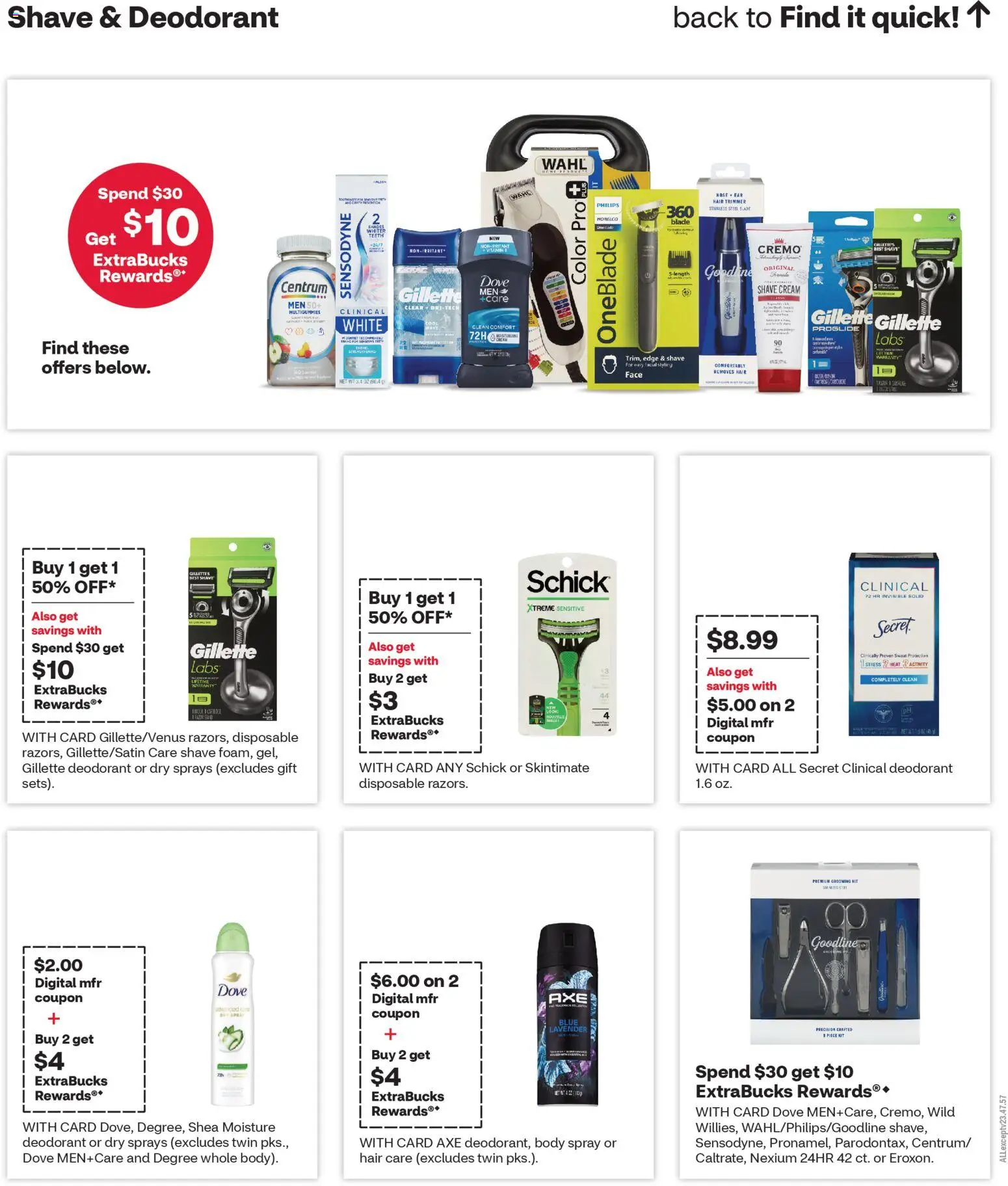 CVS Pharmacy Weekly Ad - CA - valid from 09.11.2025 | Page: 15 | Products: Trimmer, Axe, Deodorant, Cream