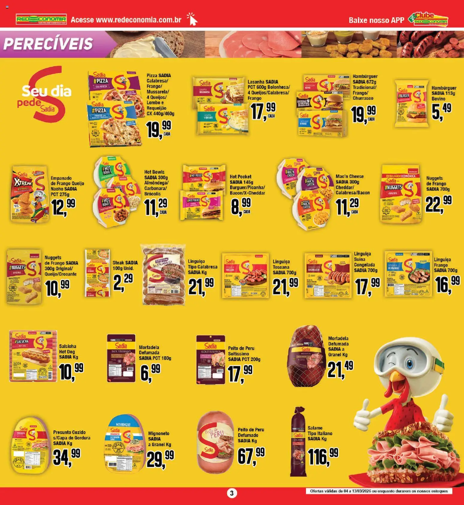 RedEconomia Folheto - válido de 13.03.2026 | Página: 3 | Produtos: Salsicha, Linguiça, Lombo, Hambúrguer