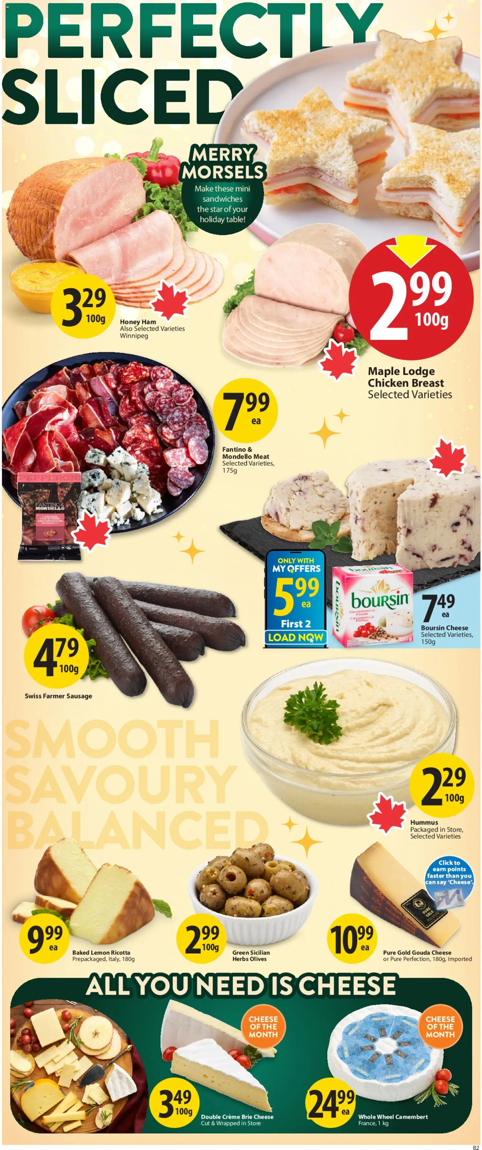 Save on foods flyer valid from 18.12.2025 | Page: 9 | Products: Table, Cheese, Ham, Chicken