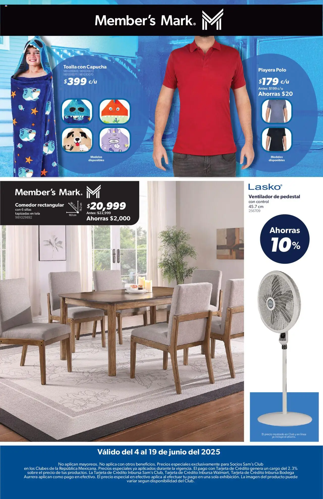 Nuevas ofertas de Sam's Club válidas en toda la República Mexicana desde el 04.06.2025. ¡Encuentra las mejores ofertas en Sam's Club catálogo! | Página: 8 | Productos: Ventilador, Toalla, Playera, Sobre