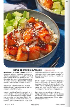 Vista previa de BOWL DE SALMÓN GLASEADO, Recipe for glazed salmon bowl, including ingredients and instructions for preparation., nuevo folleto de la tienda, válido en México a partir del 01.03.2026 | Página: 54
