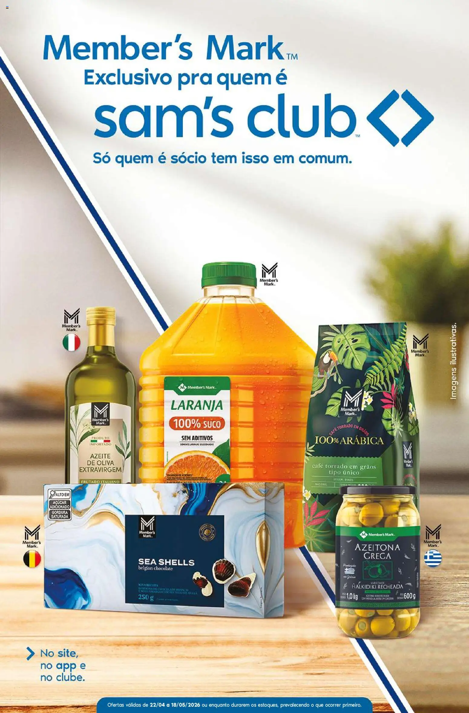Sam's Club Folheto - válido de 22.04.2026 | Página: 1 | Produtos: Café, Chocolate, Suco, Azeite