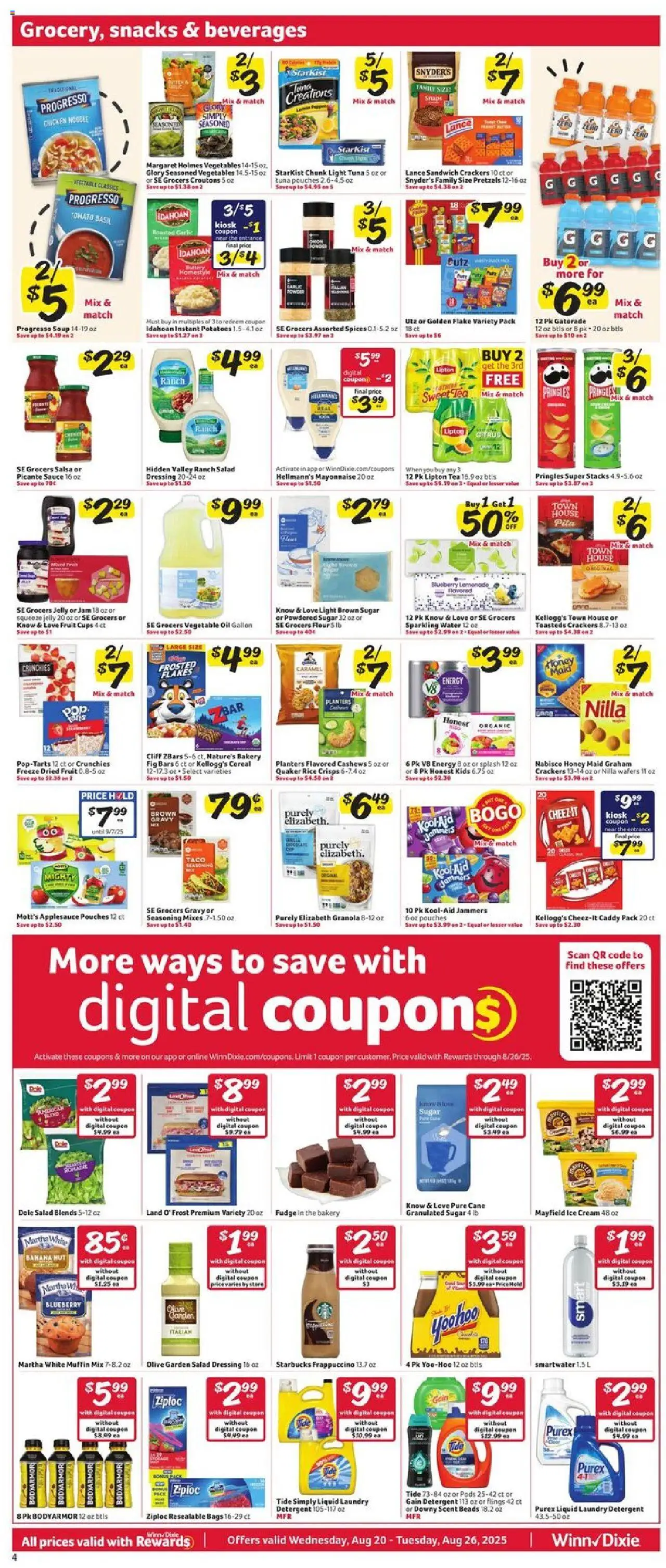 Winn Dixie Weekly Ad - valid from 20.08.2025 | Page: 5 | Products: Tea, Detergent, Water, Garlic