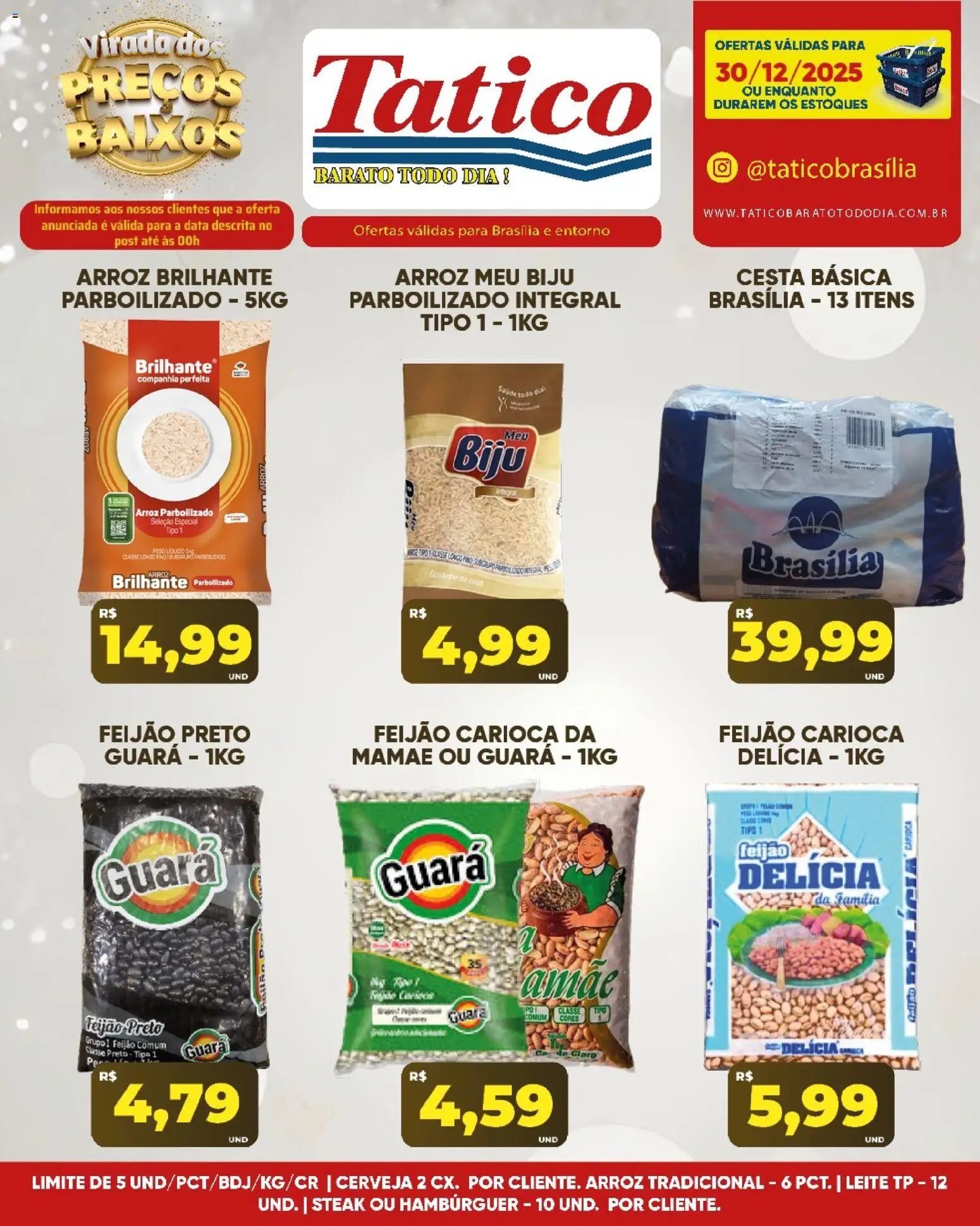 Tatico Folheto - válido de 30.12.2025 | Página: 2 | Produtos: Leite, Cesta, Arroz, Hambúrguer