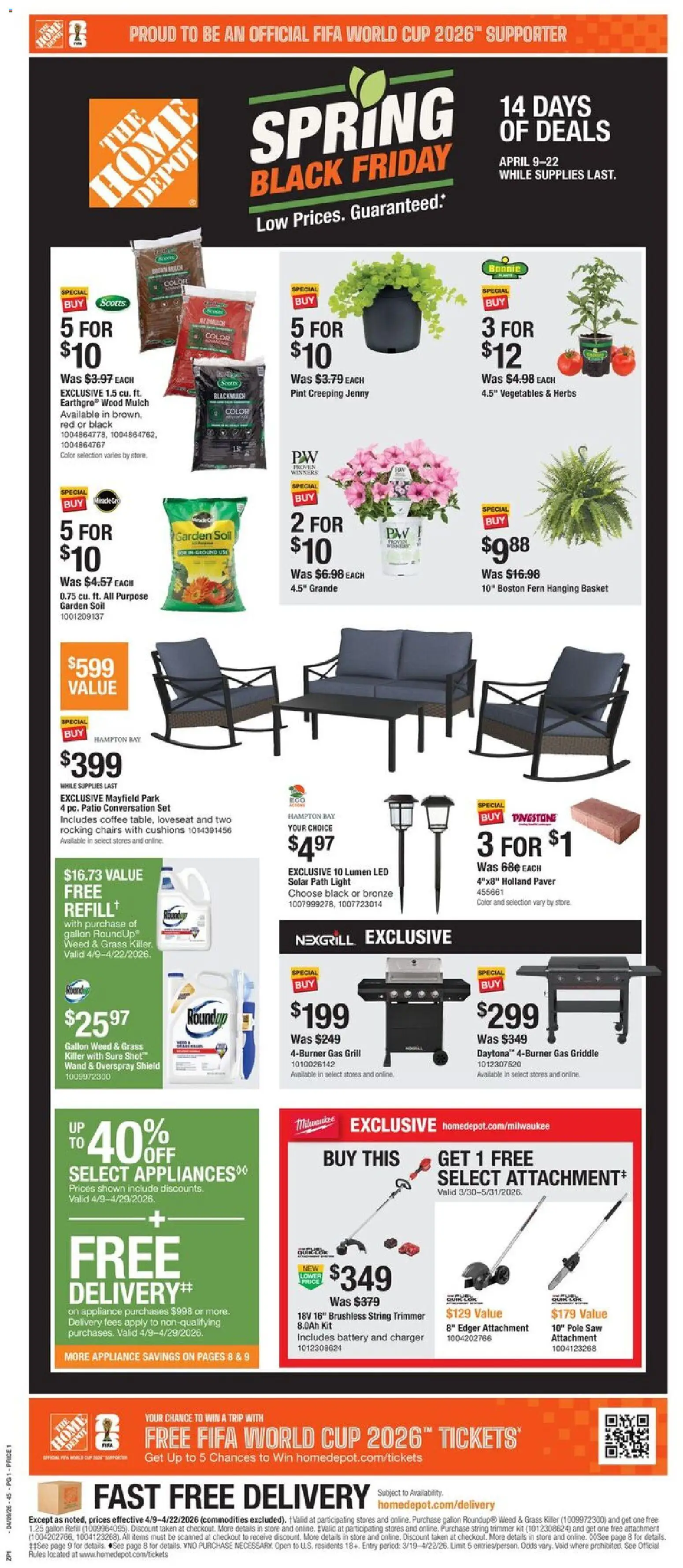 Home Depot Local Ad - NC - valid from 09.04.2026 | Page: 1 | Products: Edger, Saw, Vegetables, Charger