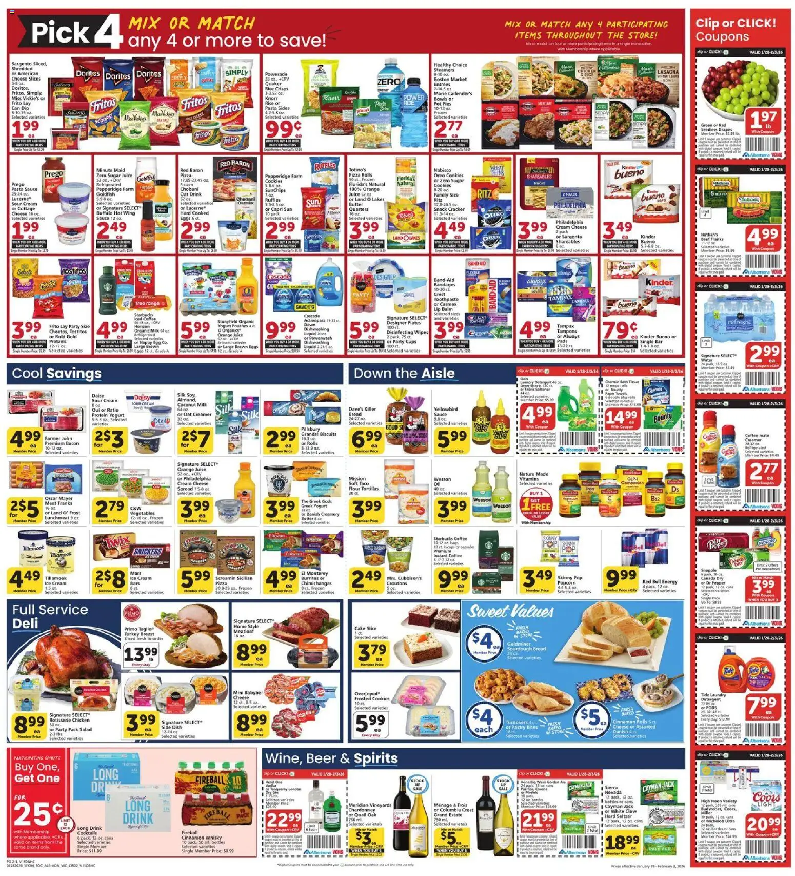 Vons Weekly Ad - SoCal - valid from 28.01.2026 | Page: 2 | Products: Yogurt, Cream, Cookies, Water