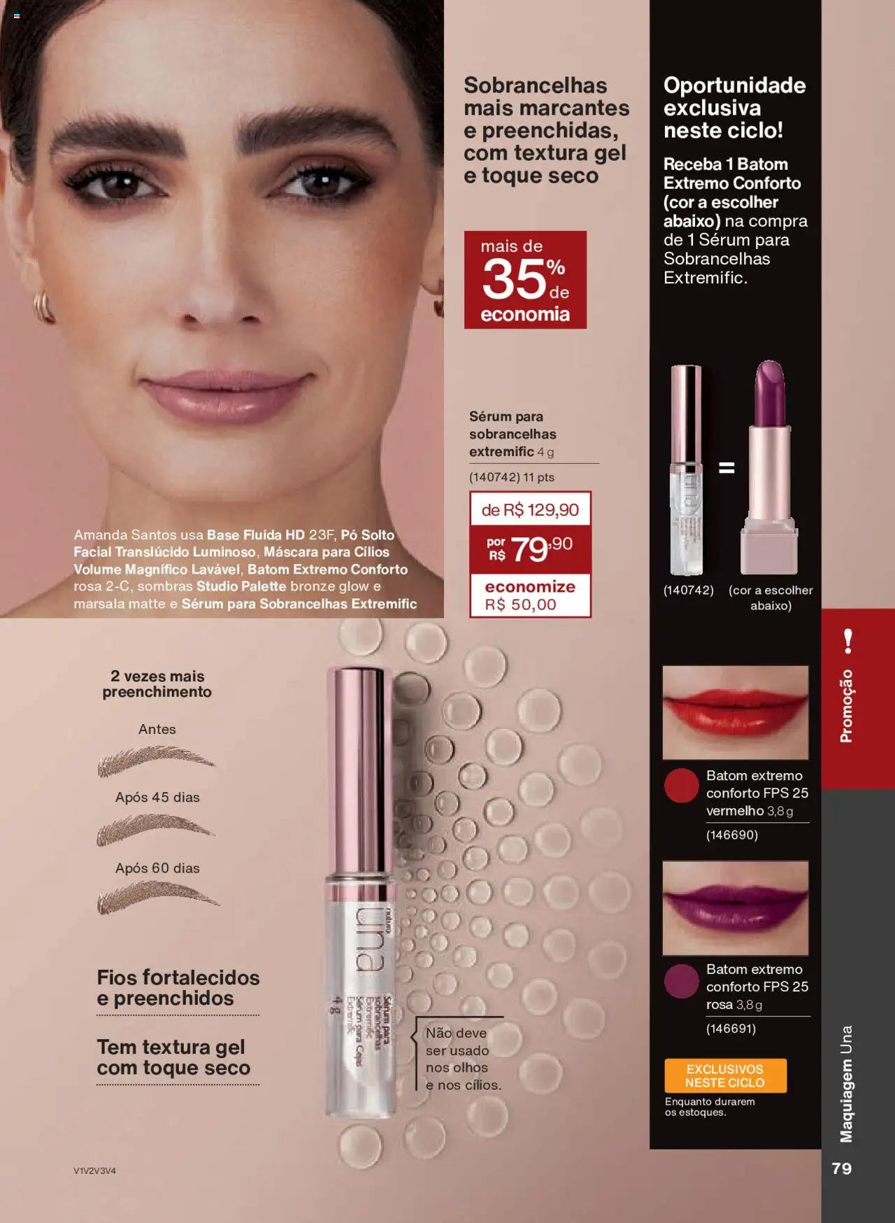 Natura Folheto - válido de 15.06.2025 | Página: 79 | Produtos: Maquiagem, Batom, Base, Sérum