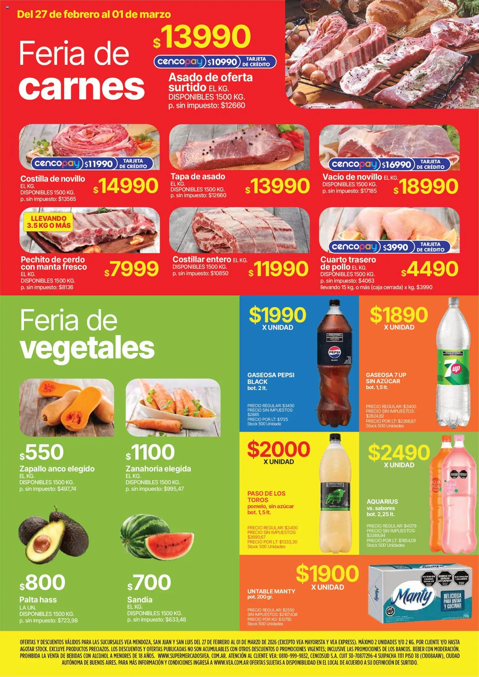 Vea - Ofertas fin de semana Cuyo │ válido desde el 27.02.2026 | Página: 3 | Productos: Zapallo, Sandía, Gaseosa, Zanahoria