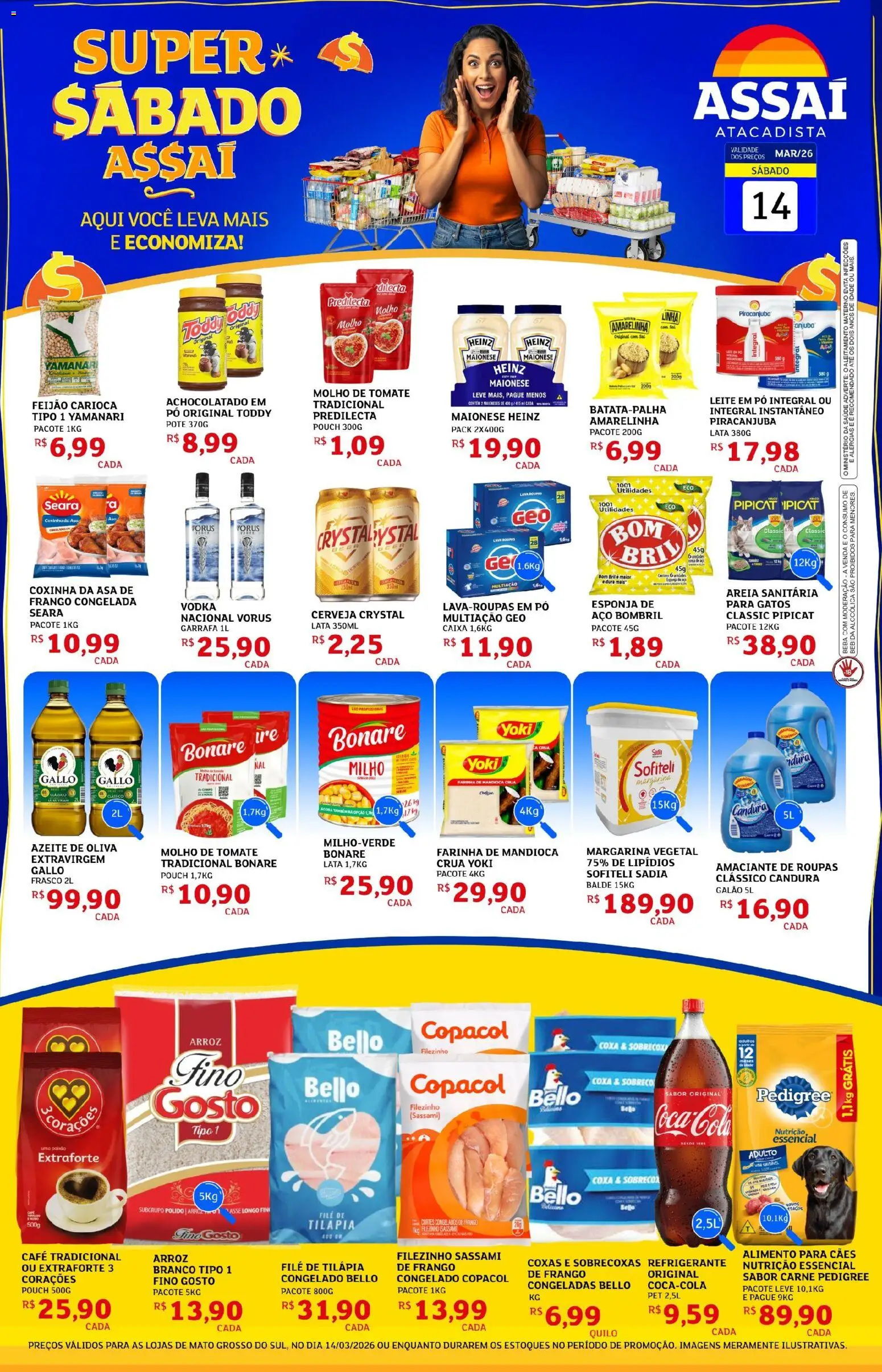 Assaí Atacadista Folheto - válido de 14.03.2026 | Página: 1 | Produtos: Leite, Refrigerante, Maionese, Leite em pó