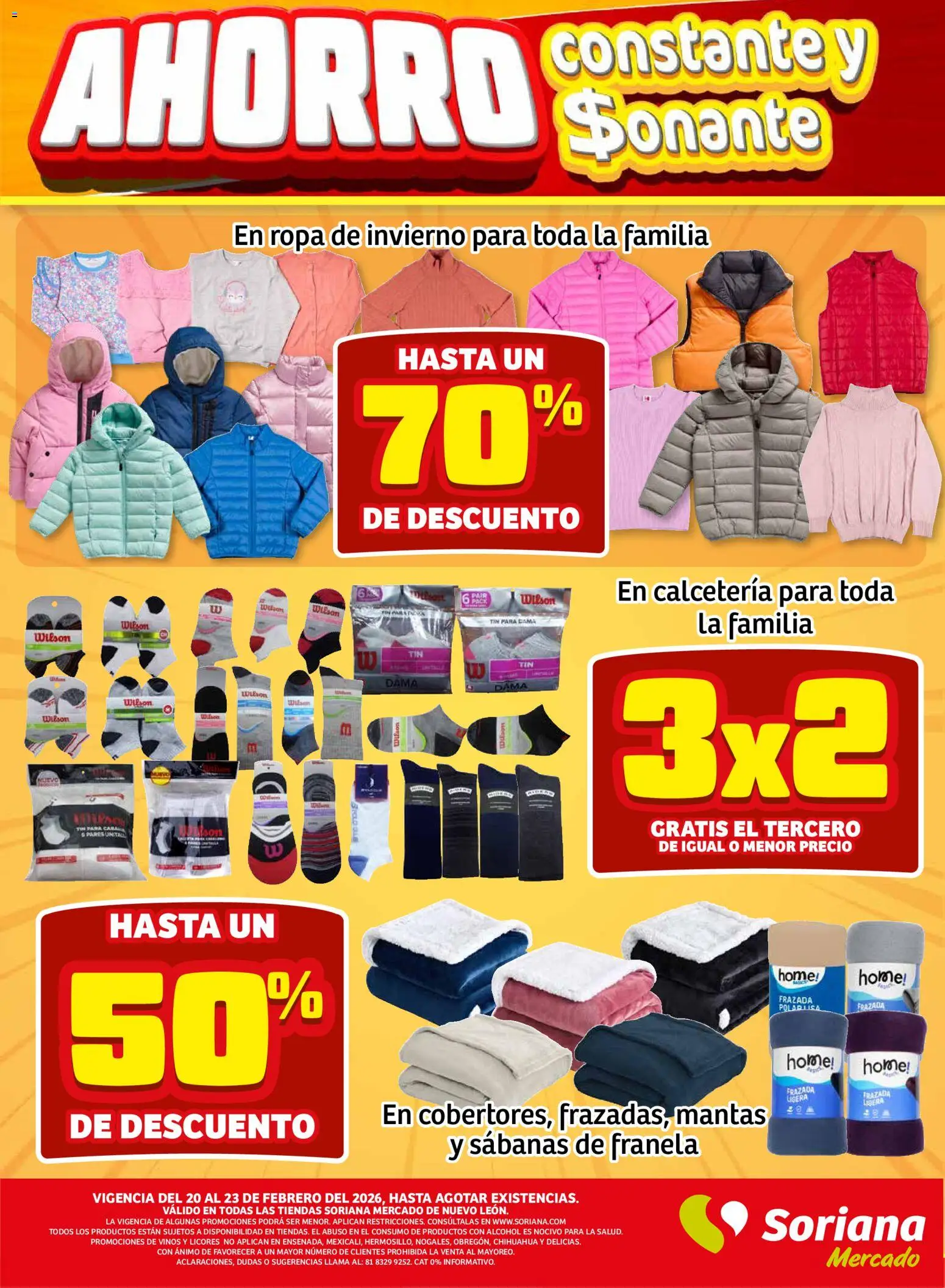 Nuevas ofertas de Soriana válidas en toda la República Mexicana desde el 19.02.2026. ¡Encuentra las mejores ofertas en Soriana - Fin de Semana Mercado: Nuevo León! | Página: 12 | Productos: Ropa, Sabanas
