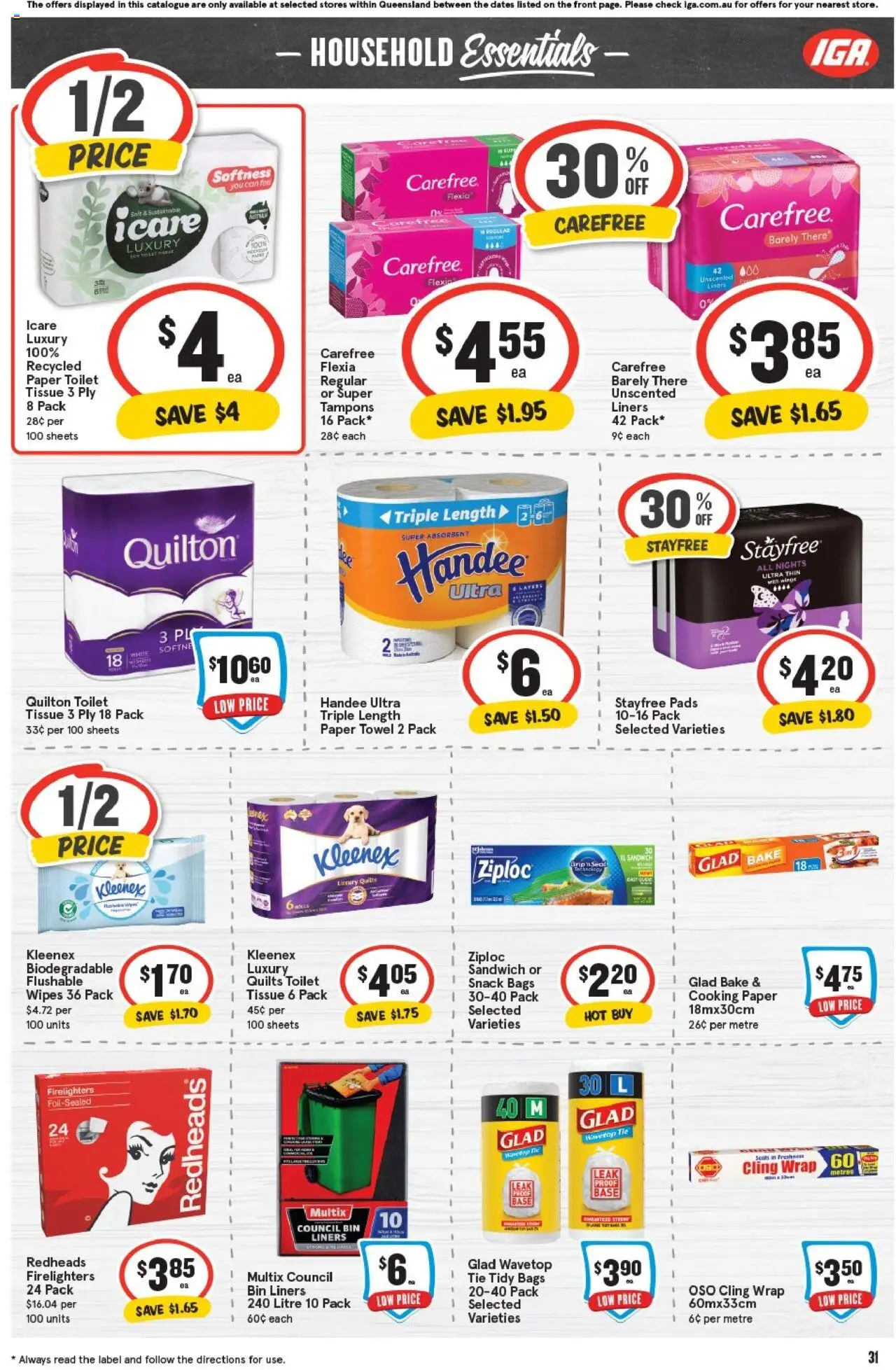 IGA catalogue - valid from 08.10.2025 | Page: 34 | Products: Toilet, Household, Tie, Tampons