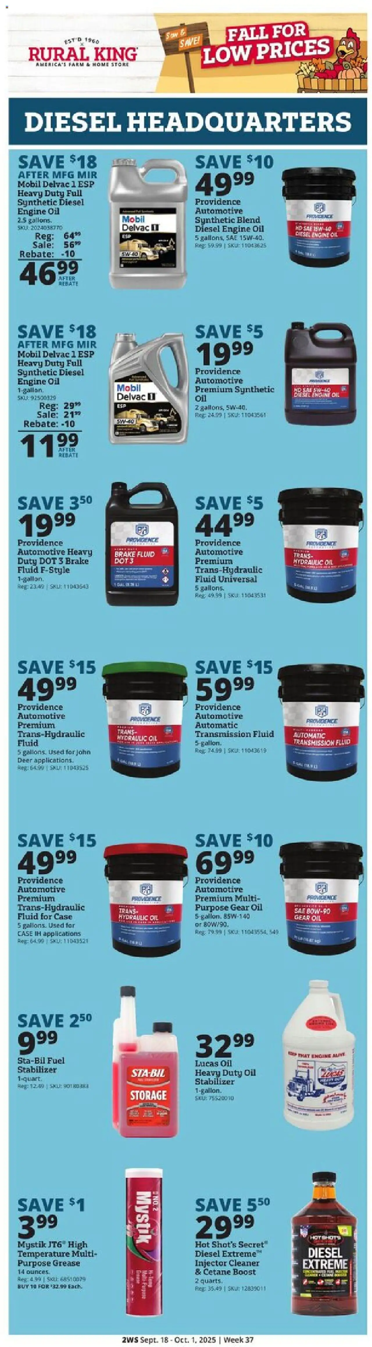 Rural King Weekly Ad - valid from 18.09.2025 | Page: 2 | Products: Oil, Gear Oil, Case