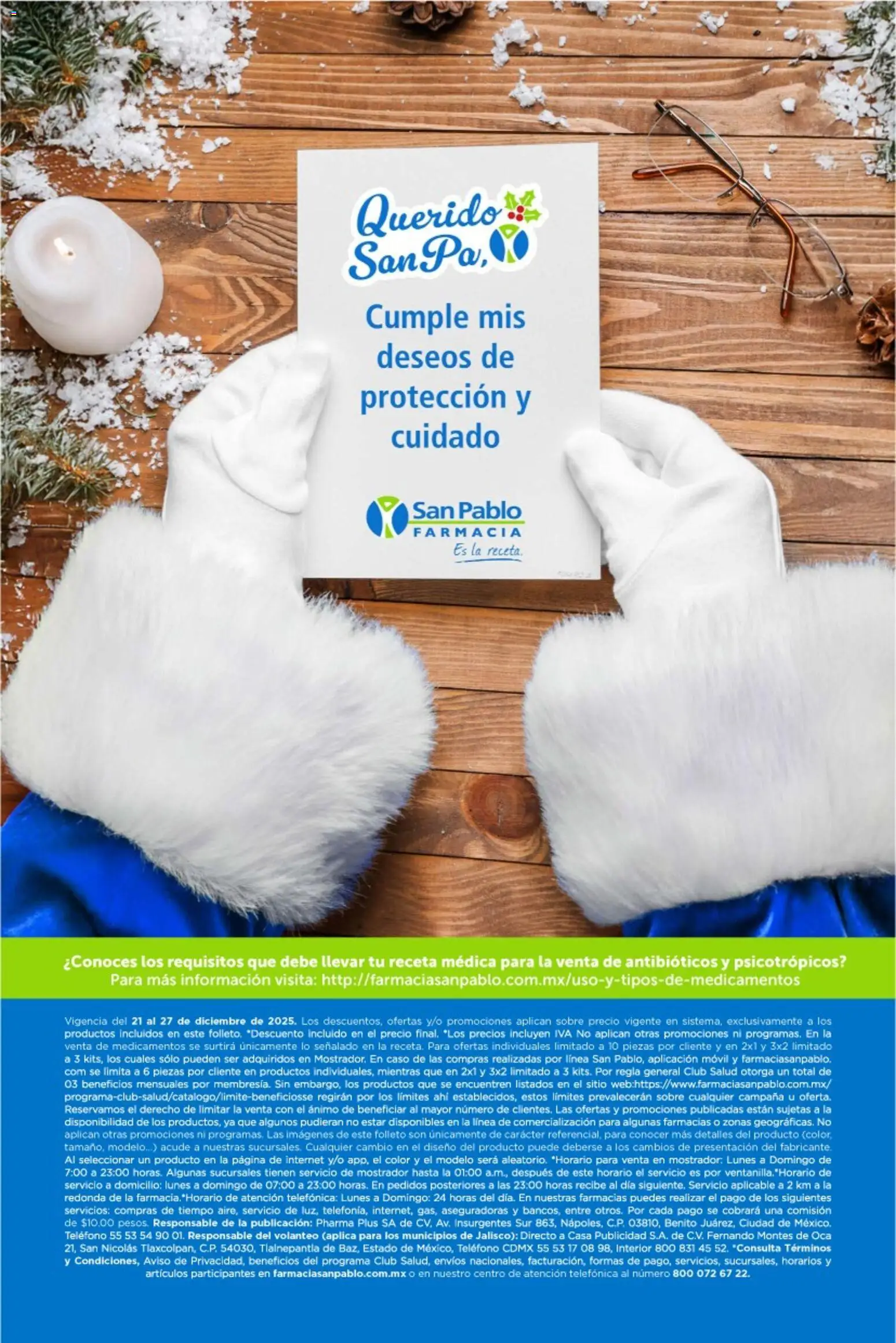 Nuevas ofertas de Farmacia San Pablo válidas en toda la República Mexicana desde el 21.12.2025. ¡Encuentra las mejores ofertas en Farmacia San Pablo catálogo! | Página: 11 | Productos: Movil, Teléfono, Sobre, Campana