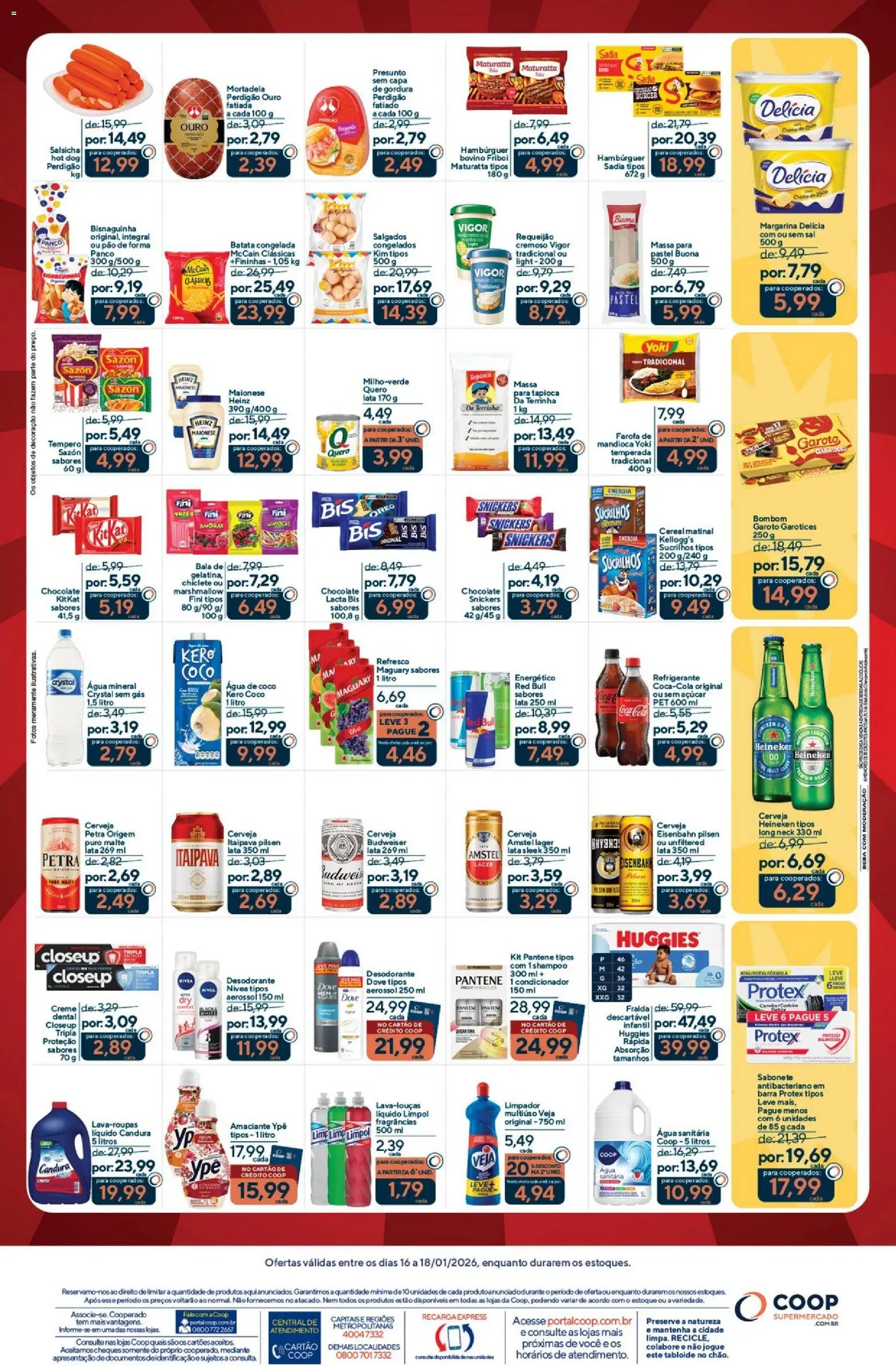 Coop Folheto - válido de 16.01.2026 | Página: 2 | Produtos: Energético, Mortadela, Hambúrguer, Requeijão