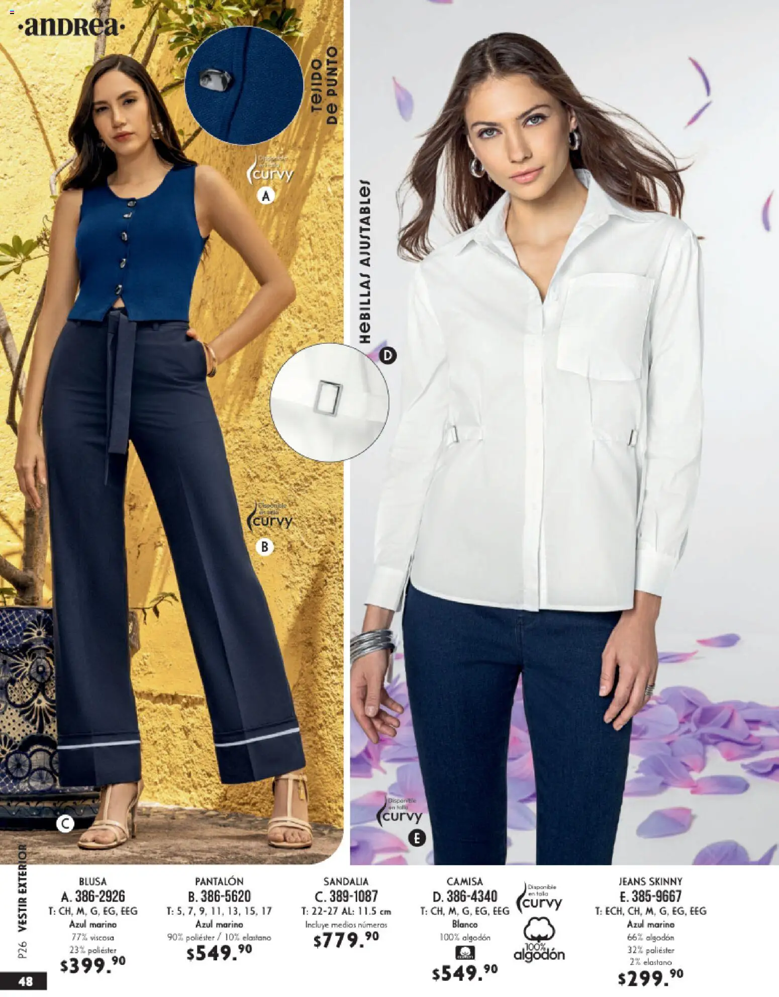 Nuevas ofertas de Andrea válidas en toda la República Mexicana desde el 25.01.2026. ¡Encuentra las mejores ofertas en Andrea catálogo Vestir! | Página: 48 | Productos: Blusa, Camisa, Algodón, Hebillas