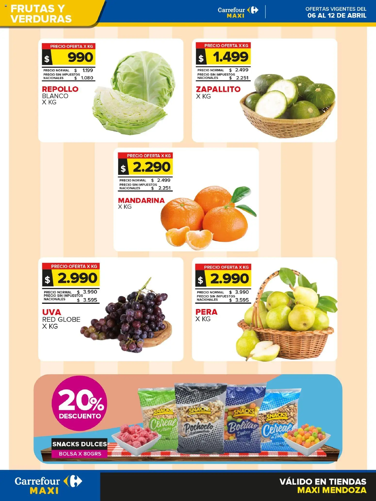 Carrefour - Frutas y Verduras │ válido desde el 06.04.2026 | Página: 1 | Productos: Bolsa, Pera, Repollo