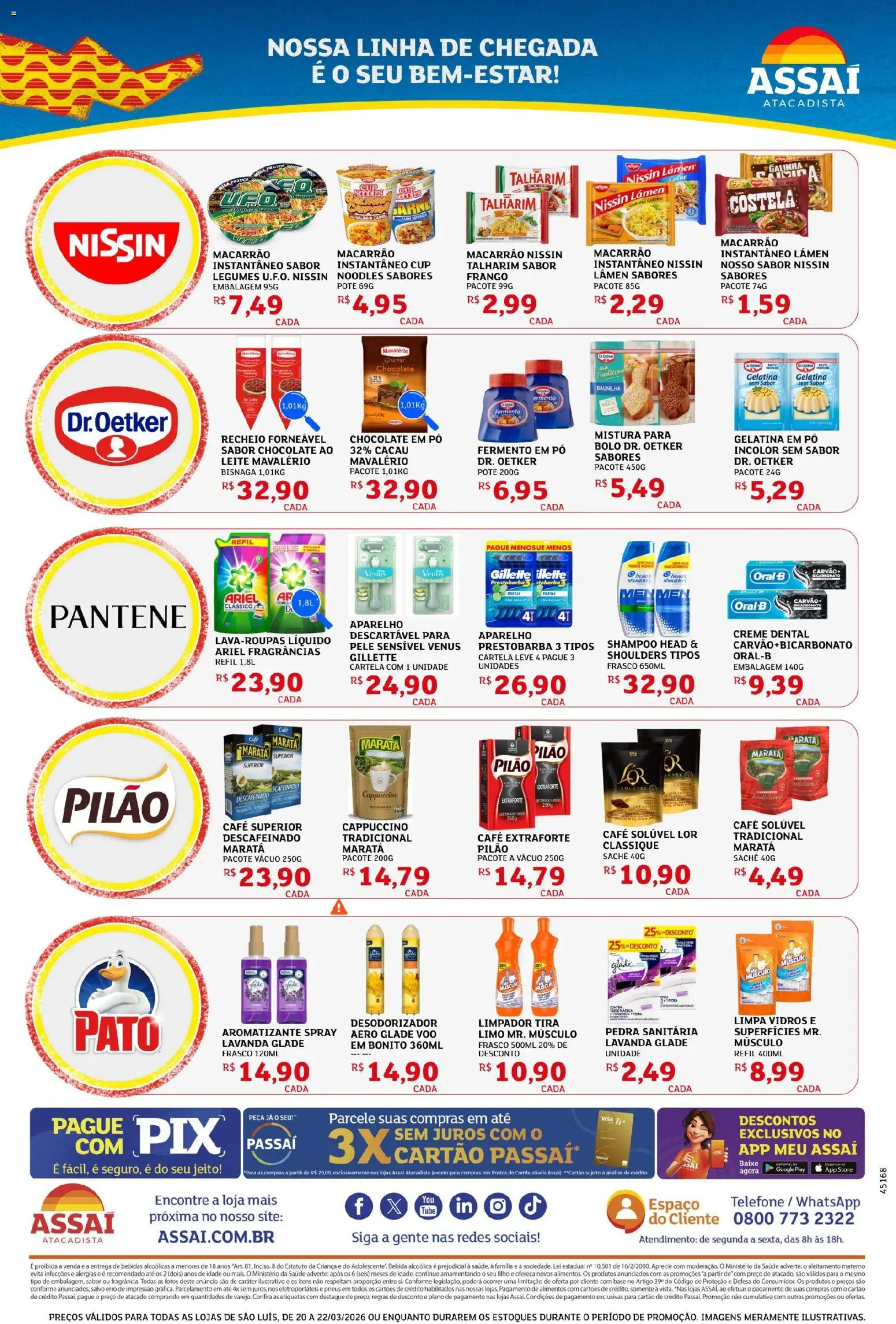Assaí Atacadista Folheto - válido de 20.03.2026 | Página: 2 | Produtos: Talharim, Ariel, Café, Frango