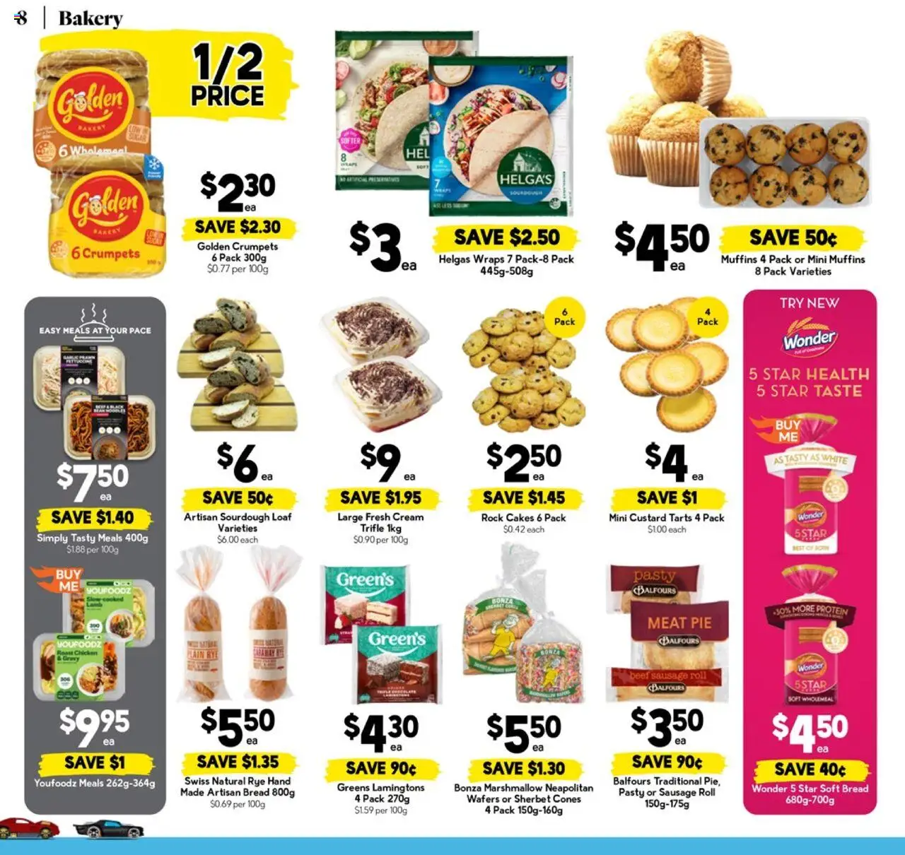 Drakes catalogue - valid from 08.10.2025 | Page: 8 | Products: Crumpets, Bread, Chicken, Greens