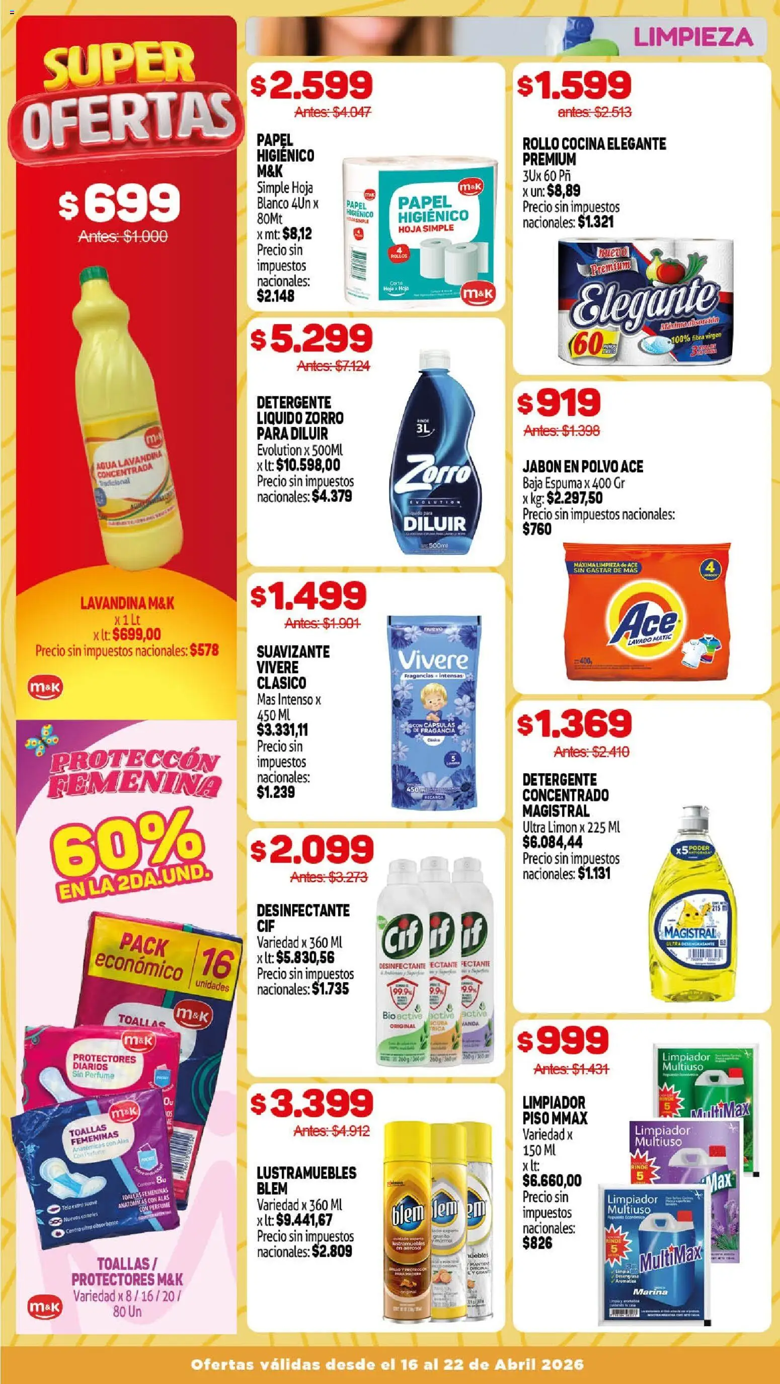 Makro Ofertas ALCANZA │ válido desde el 16.04.2026 | Página: 12 | Productos: Desinfectante, Lavandina, Espuma, Suavizante