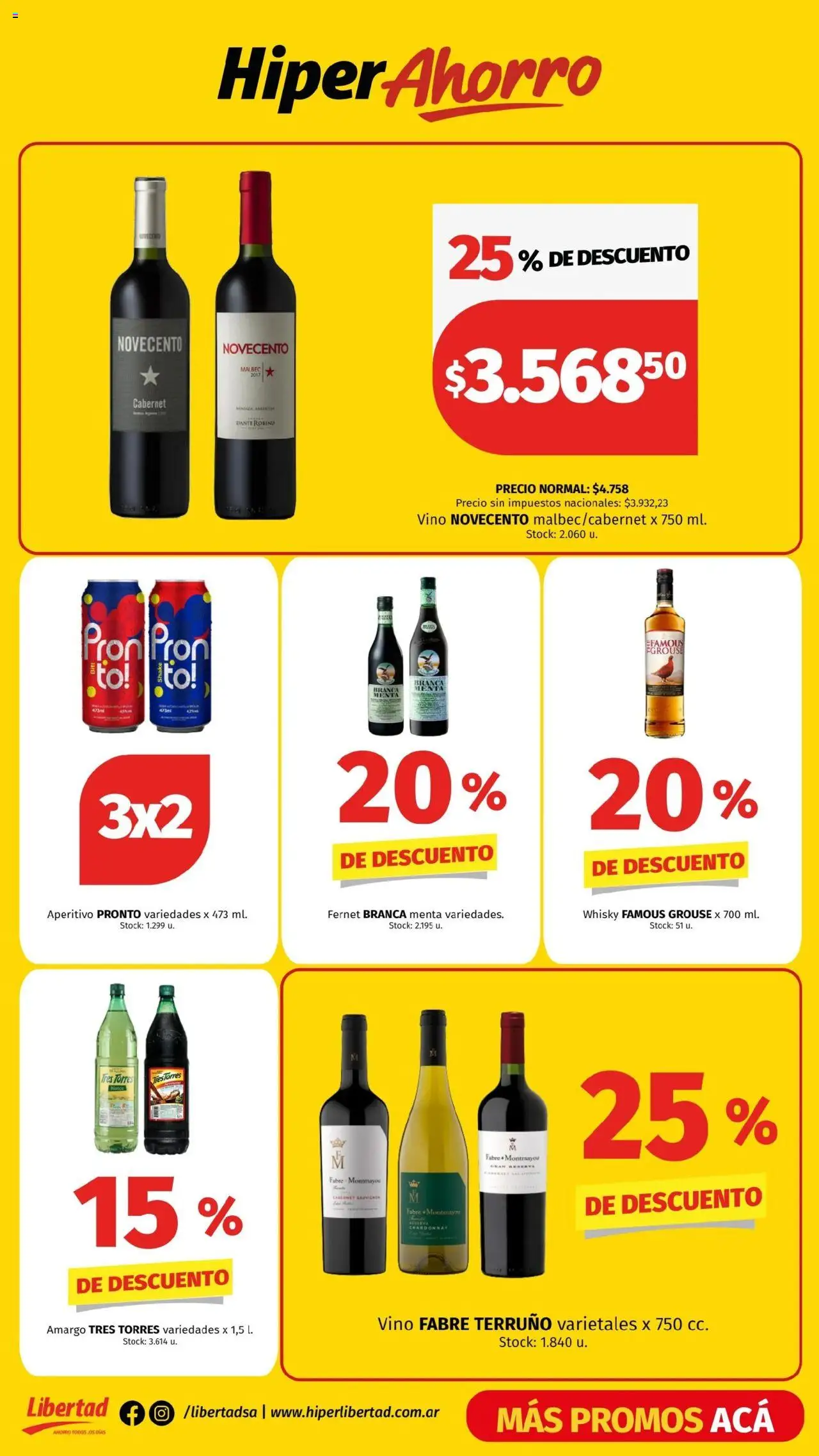 Hipermercado Libertad catálogo │ válido desde el 09.10.2025 | Página: 4 | Productos: Whisky, Fernet, Vino