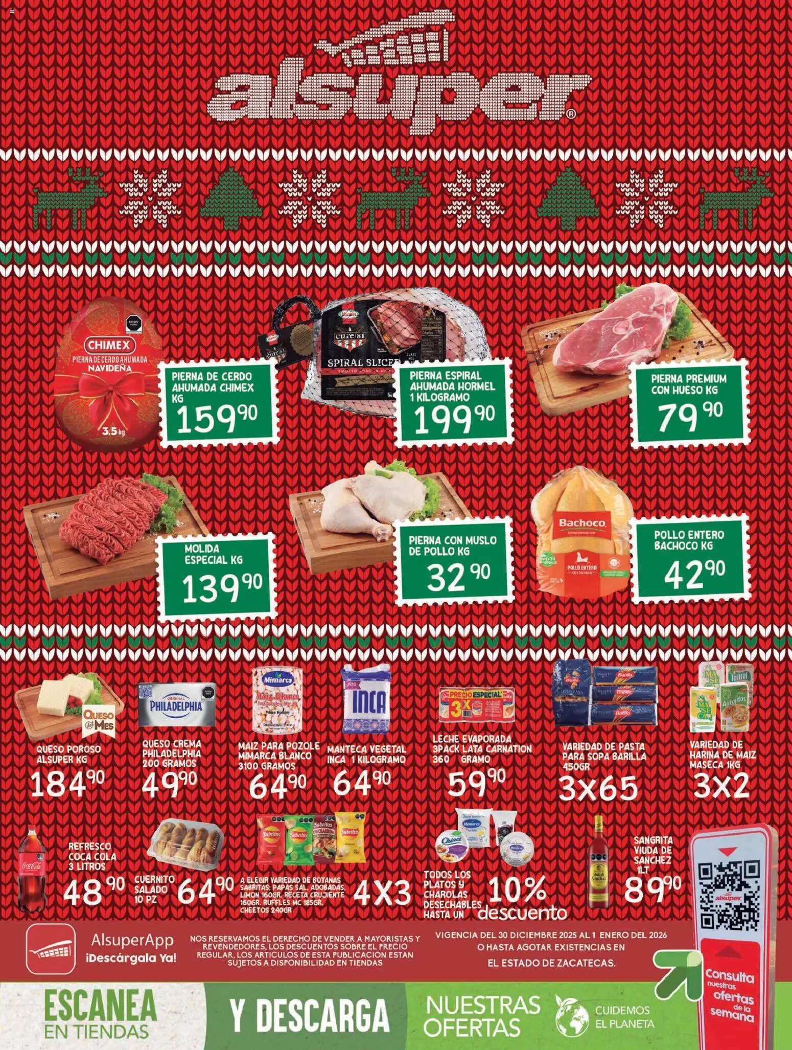 Nuevas ofertas de Alsuper válidas en toda la República Mexicana desde el 30.12.2025. ¡Encuentra las mejores ofertas en Alsuper folleto Zacatecas! | Página: 1 | Productos: Pollo, Queso crema, Sopa, Pasta