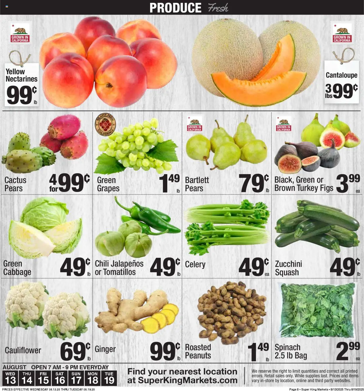 Super King - Weekly Ad - valid from 13.08.2025 | Page: 8 | Products: Ginger, Spinach, Grapes, Bag
