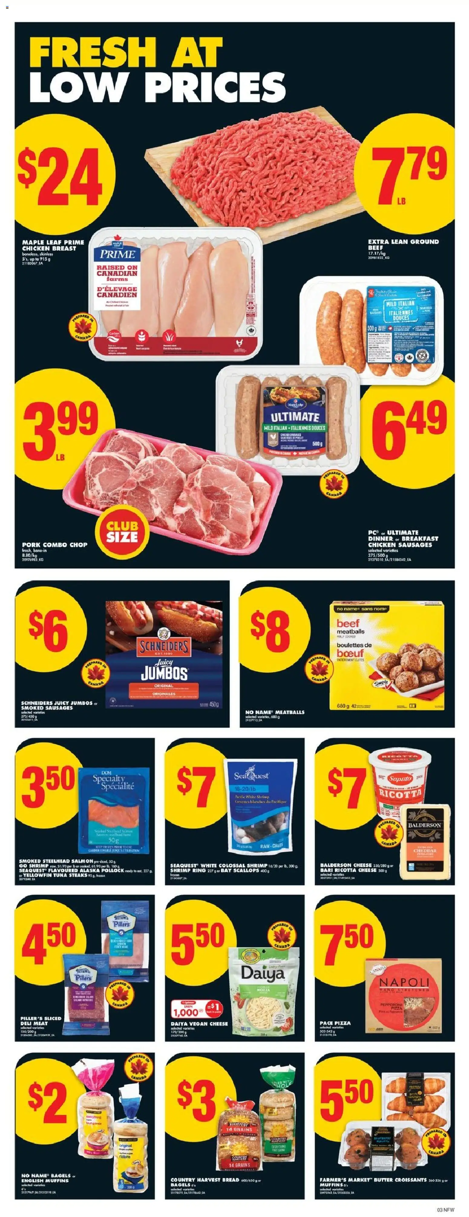 No Frills flyer valid from 01.01.2026 | Page: 3 | Products: Beef, Cheese, Bread, Chicken