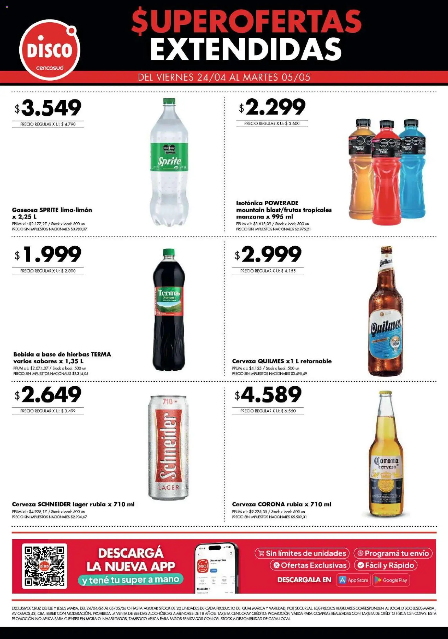 Disco - Super Ofertas Extendidas │ válido desde el 24.04.2026 | Página: 5 | Productos: Disco, Gaseosa, Manzana, Cerveza