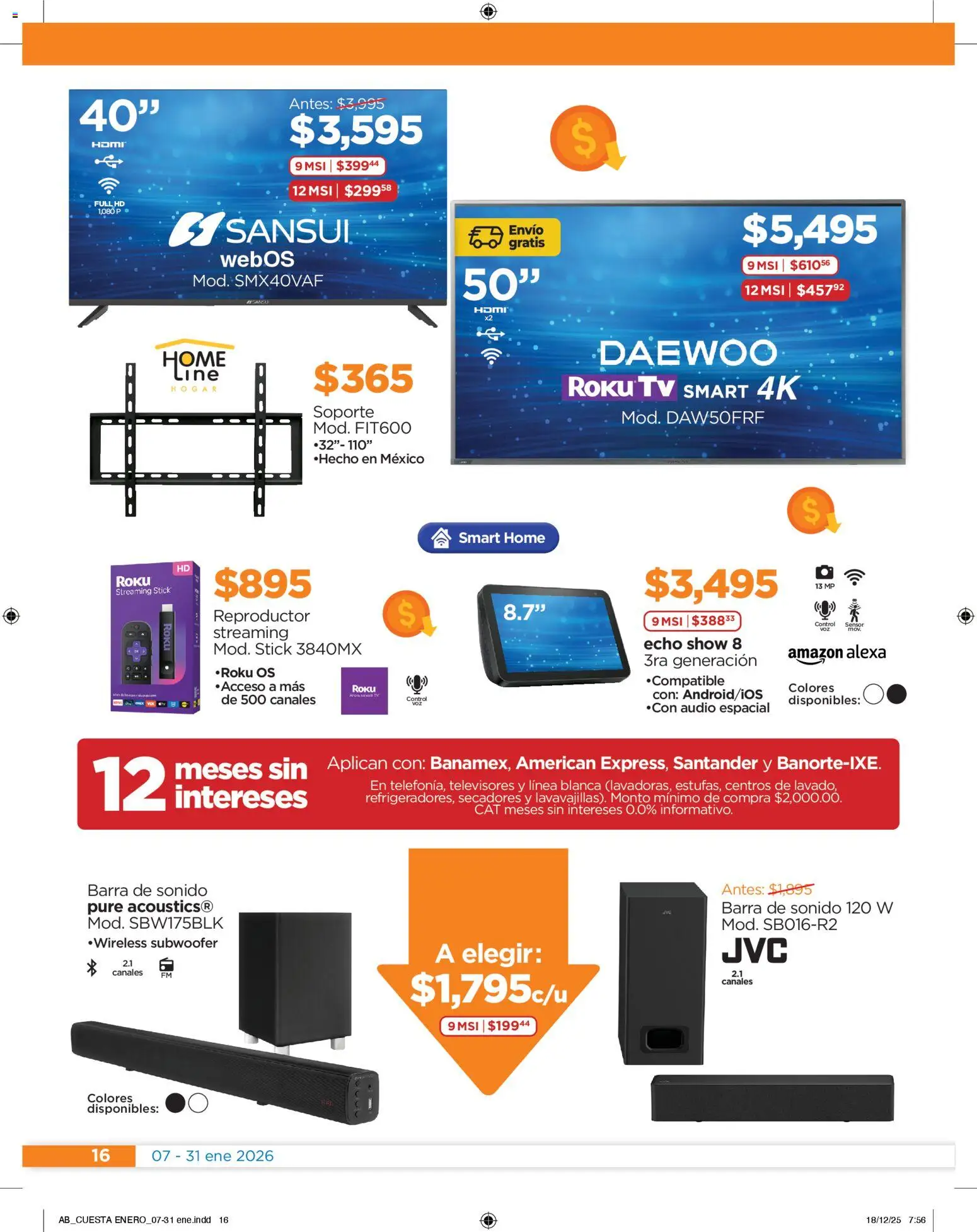 Nuevas ofertas de Chedraui válidas en toda la República Mexicana desde el 07.01.2026. ¡Encuentra las mejores ofertas en Chedraui folleto! | Página: 16 | Productos: Audio, Reproductor, Barra