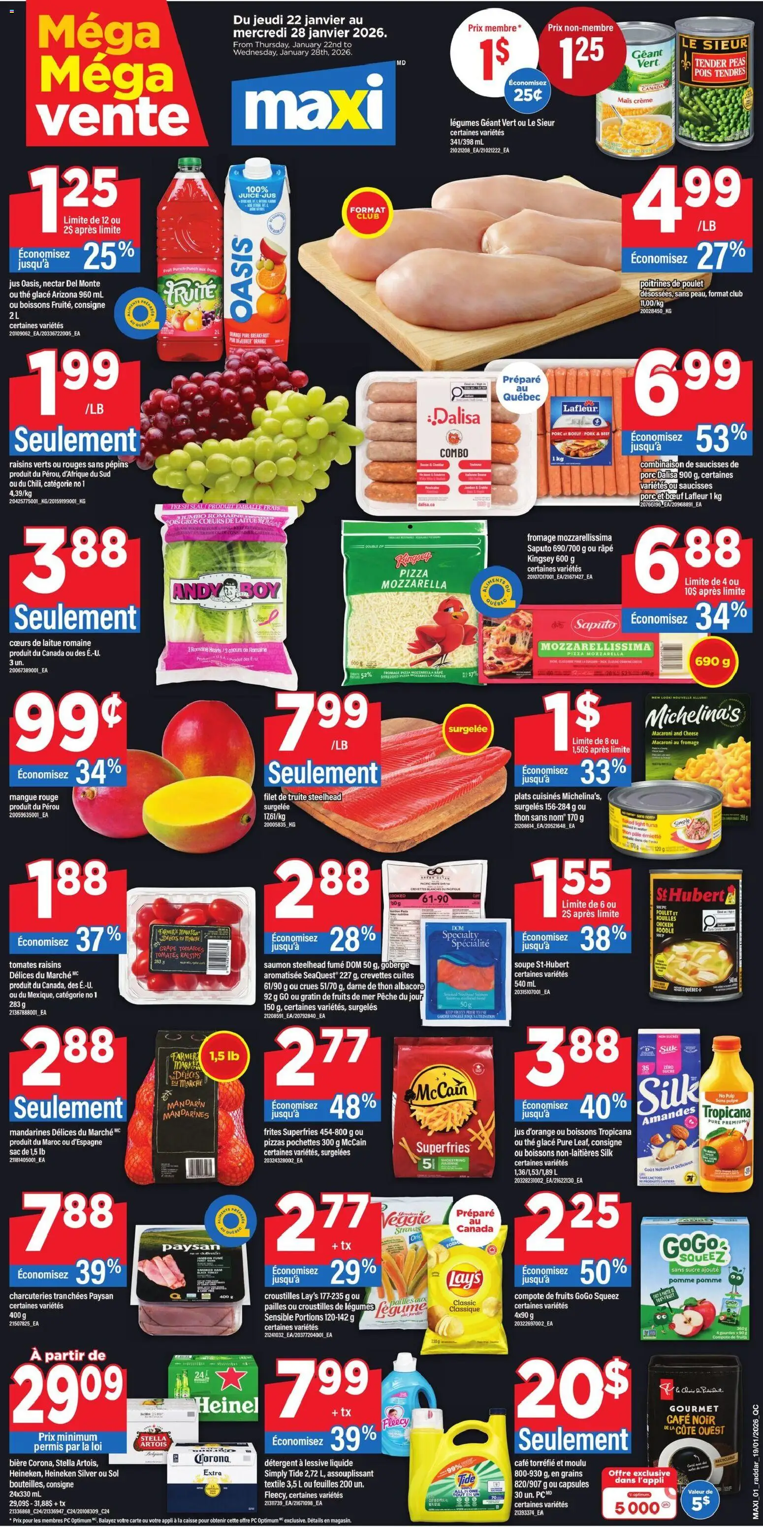 Maxi flyer valid from 22.01.2026 | Page: 1 | Products: Beef, Detergent, Pizza, Tomatoes